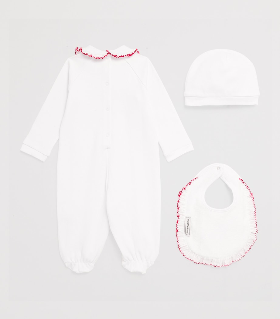 Monnalisa Printed All-In-One, Bib and Hat Set (1-9 Months) Optical White Image 2
