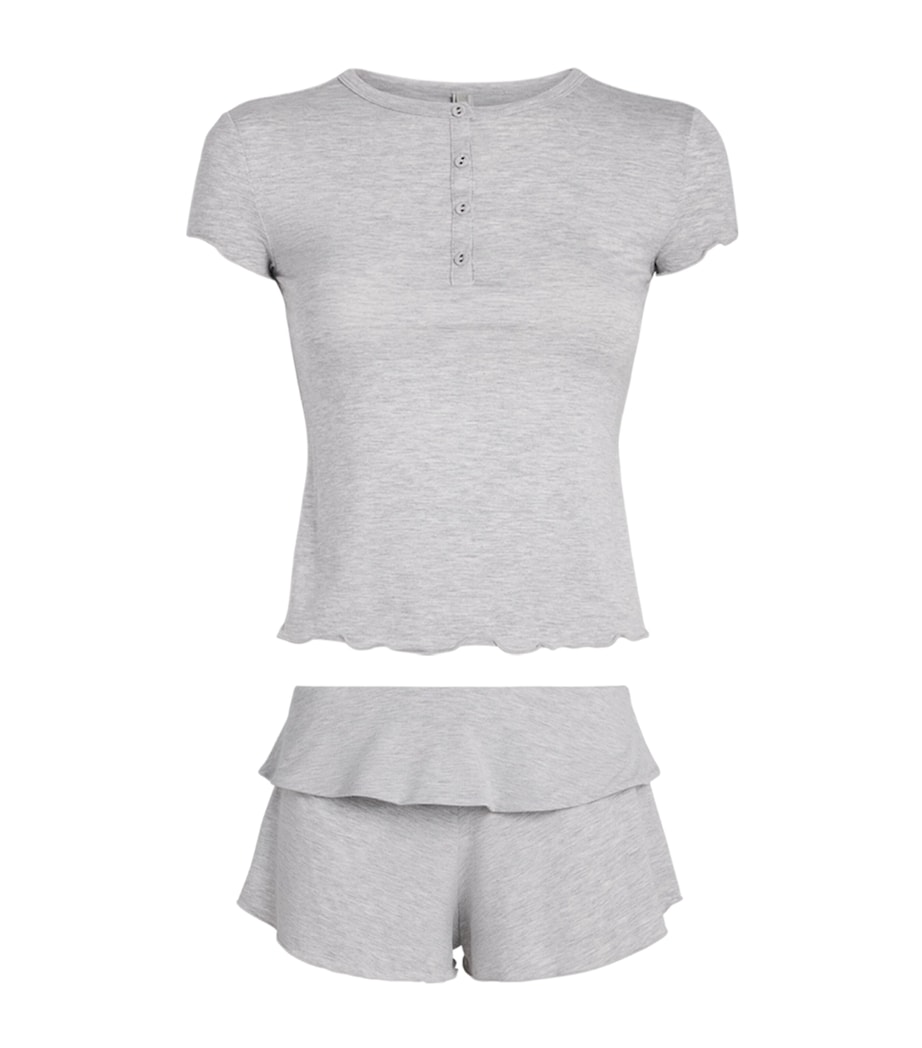 Skims Womens Sleep Short Pyjama Set Light Heather Grey Image 1