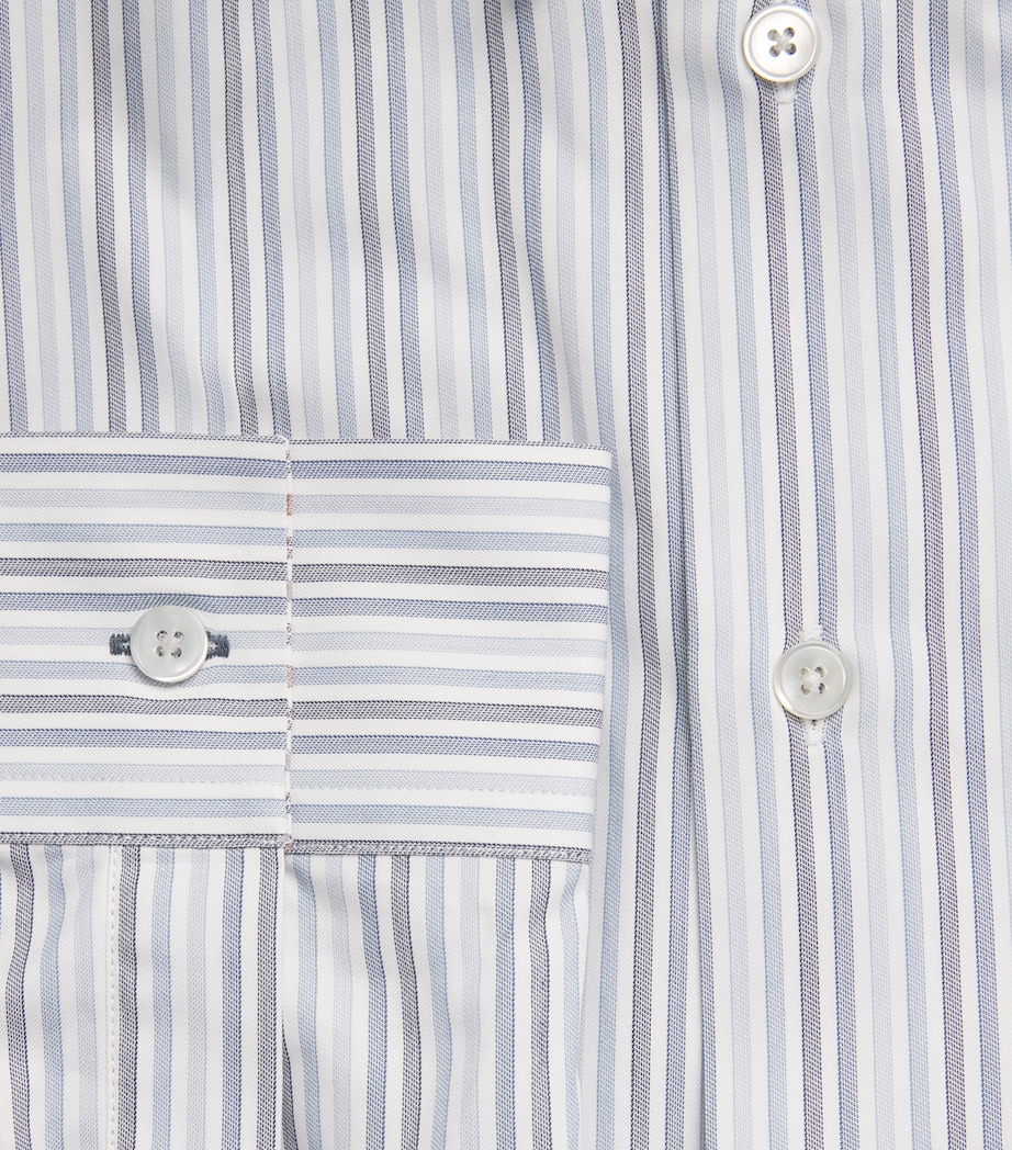 Cotton Stripe Shirt BLUE-40 Image 5
