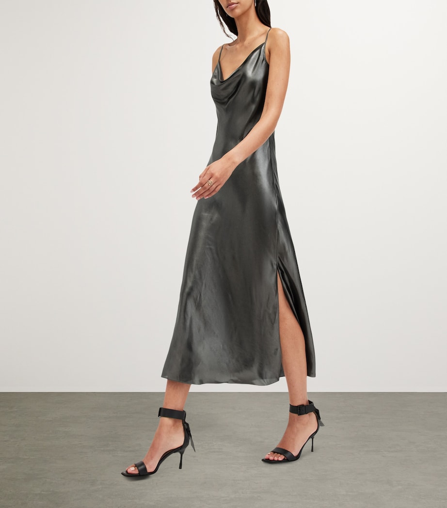 hadley metallic midi slip dress Allsaints Hadley Metallic Midi Slip Dress In Rose Gold