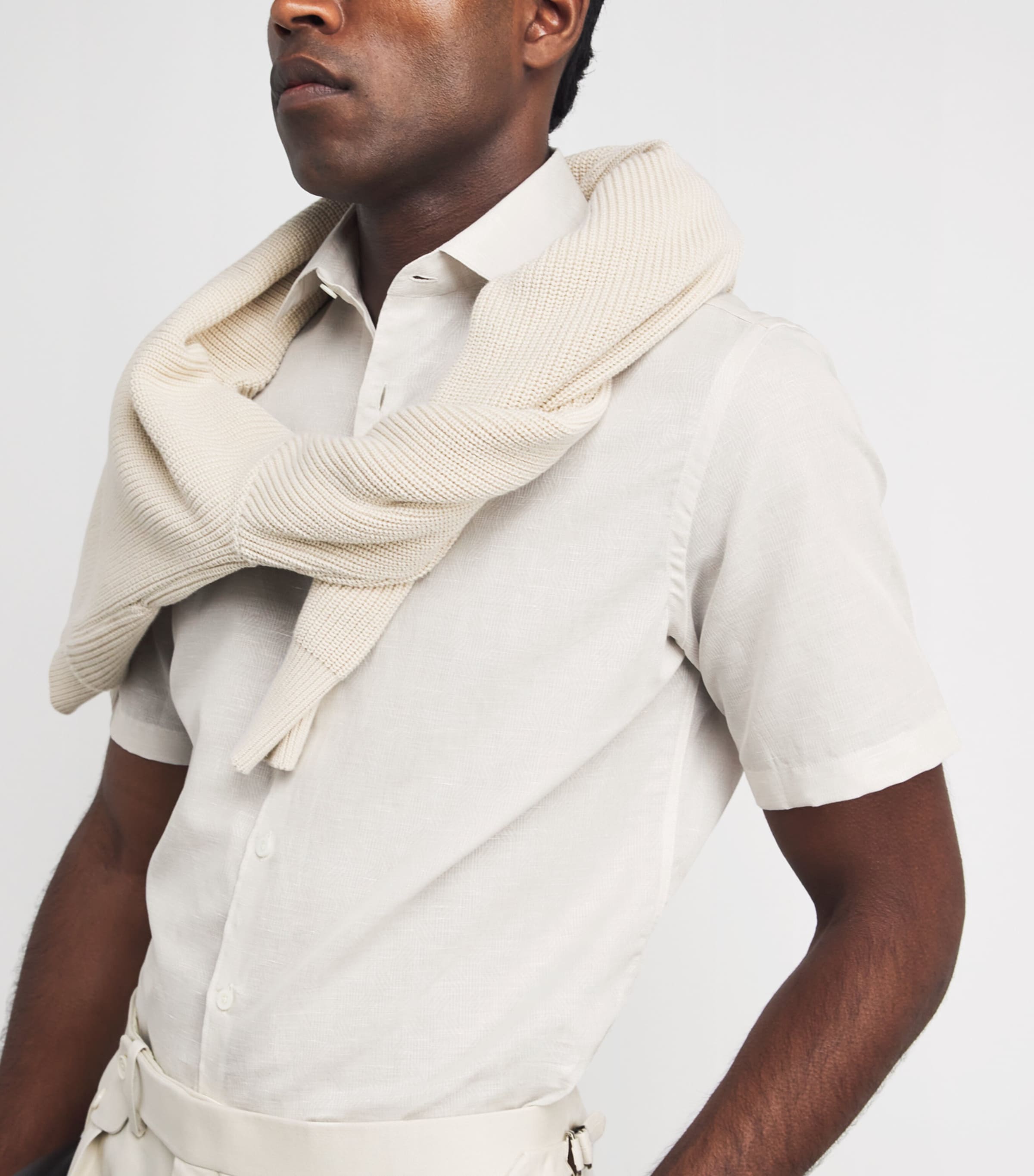 Canali Mens Cotton-Lyocell Short-Sleeve Shirt Image 3