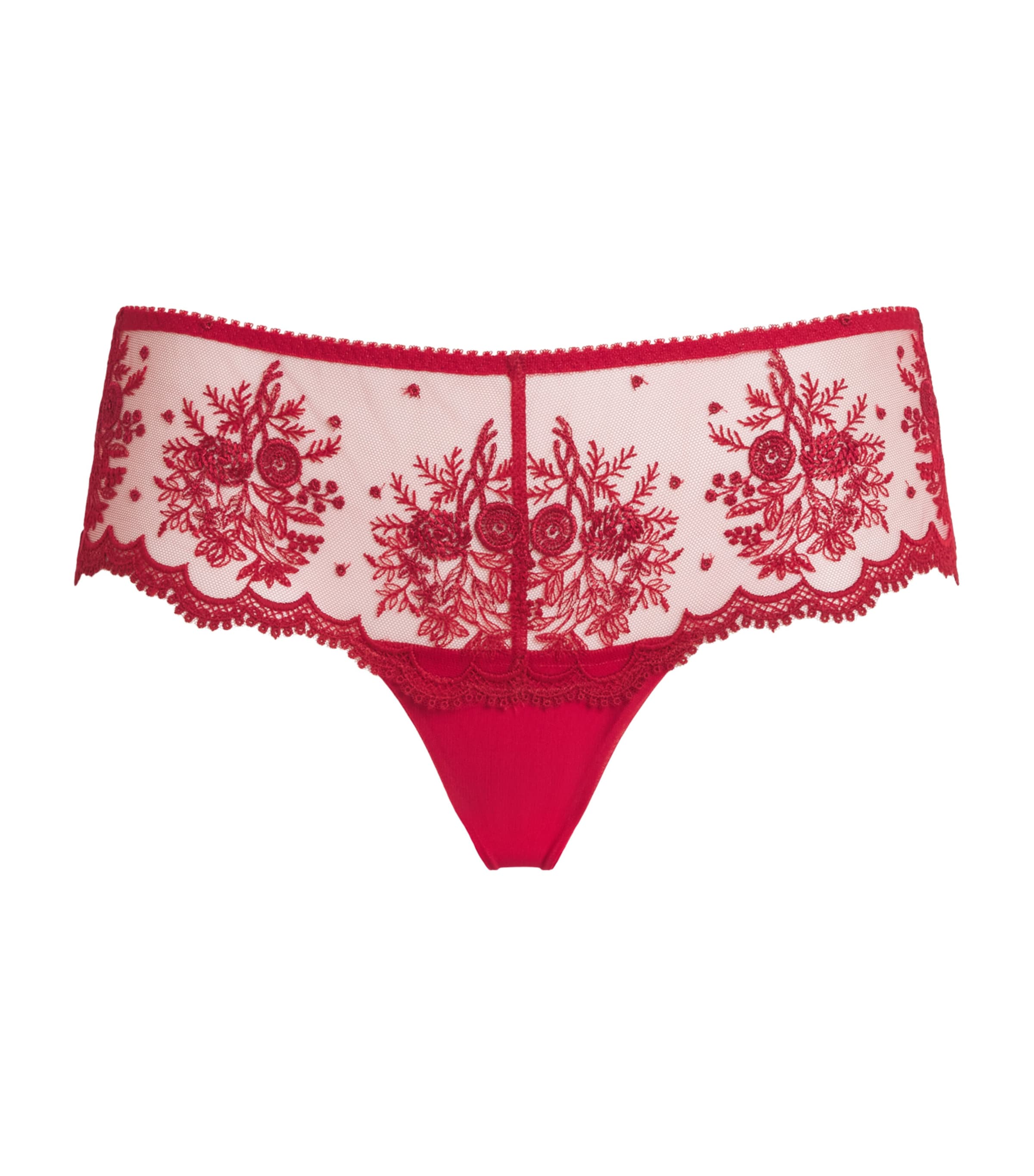Simone Perele Womens Lace Intrigue Shorty Briefs Opera Red Image 1