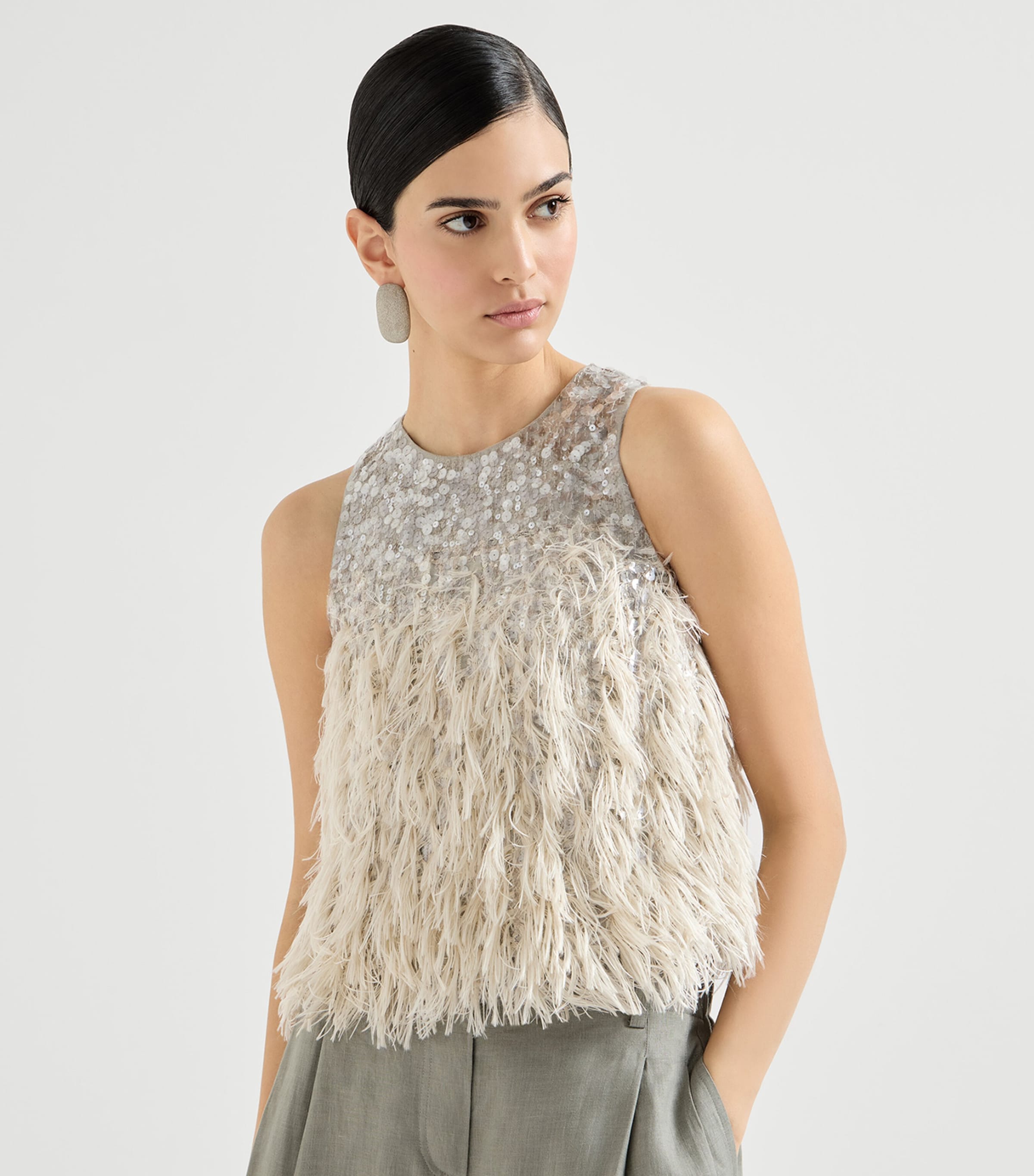 Brunello Cucinelli Womens Dazzling Fil Coupé Top Image 3