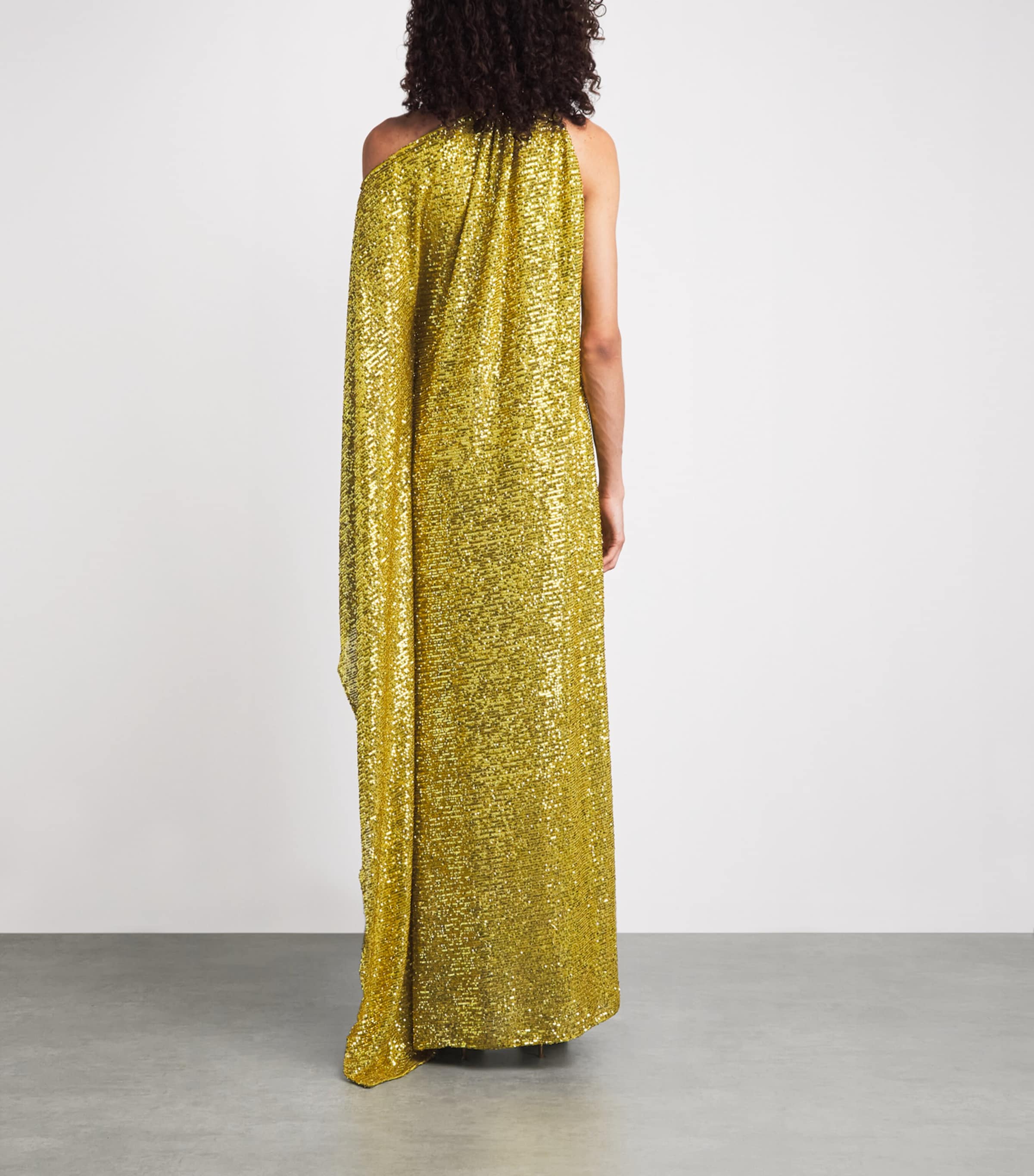 Taller Marmo Womens Sequinned Atlas Disco Maxi Dress Chartreuse Image 4