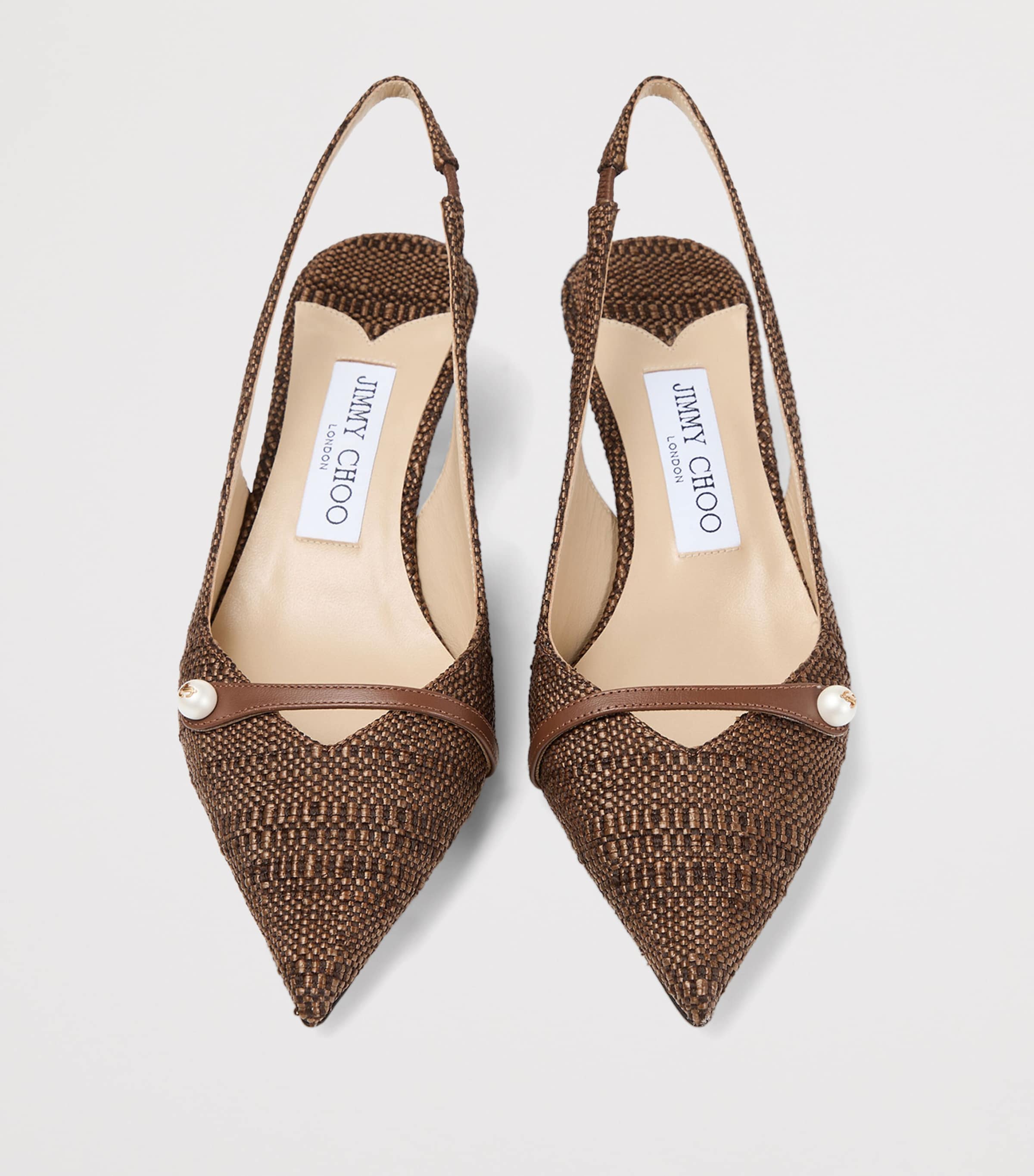Jimmy Choo Amita 45 Woven Slingback Pumps Tan Image 4