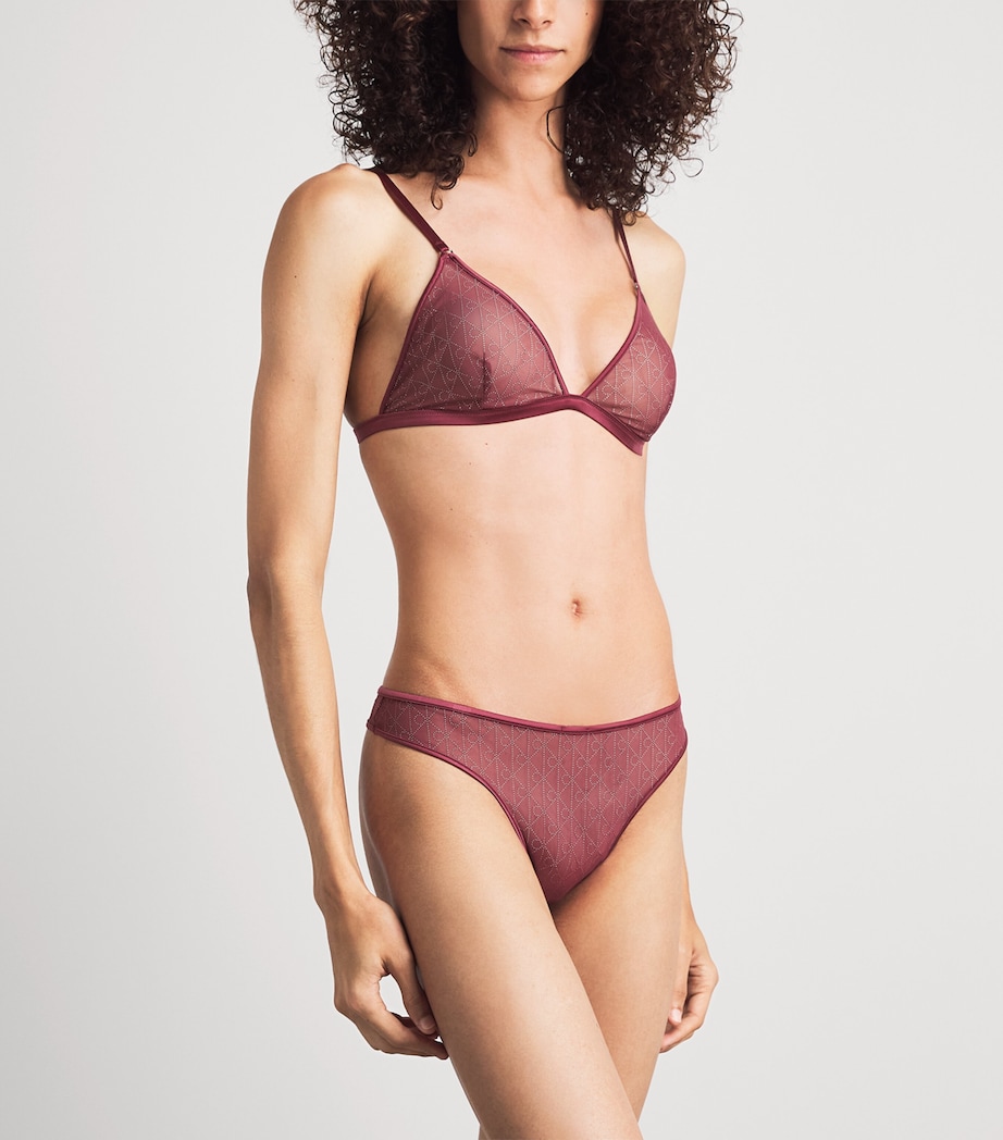 Calvin Klein Womens Mesh Emblem Thong Established Red Image 2