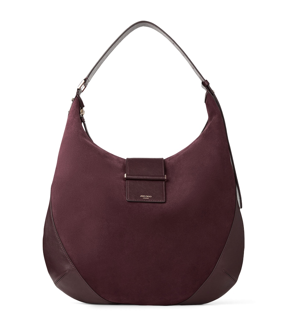Jimmy Choo Womens Medium Suede Bar Shoulder Bag Deep Merlot/deep Mer Image 1