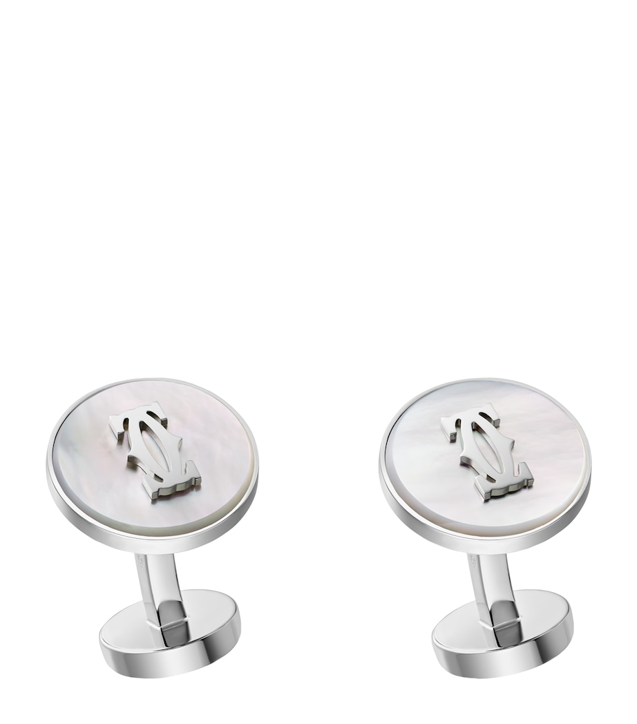 Sterling Silver Double C de Cartier Cufflinks SILVER AND WHITE Image 1