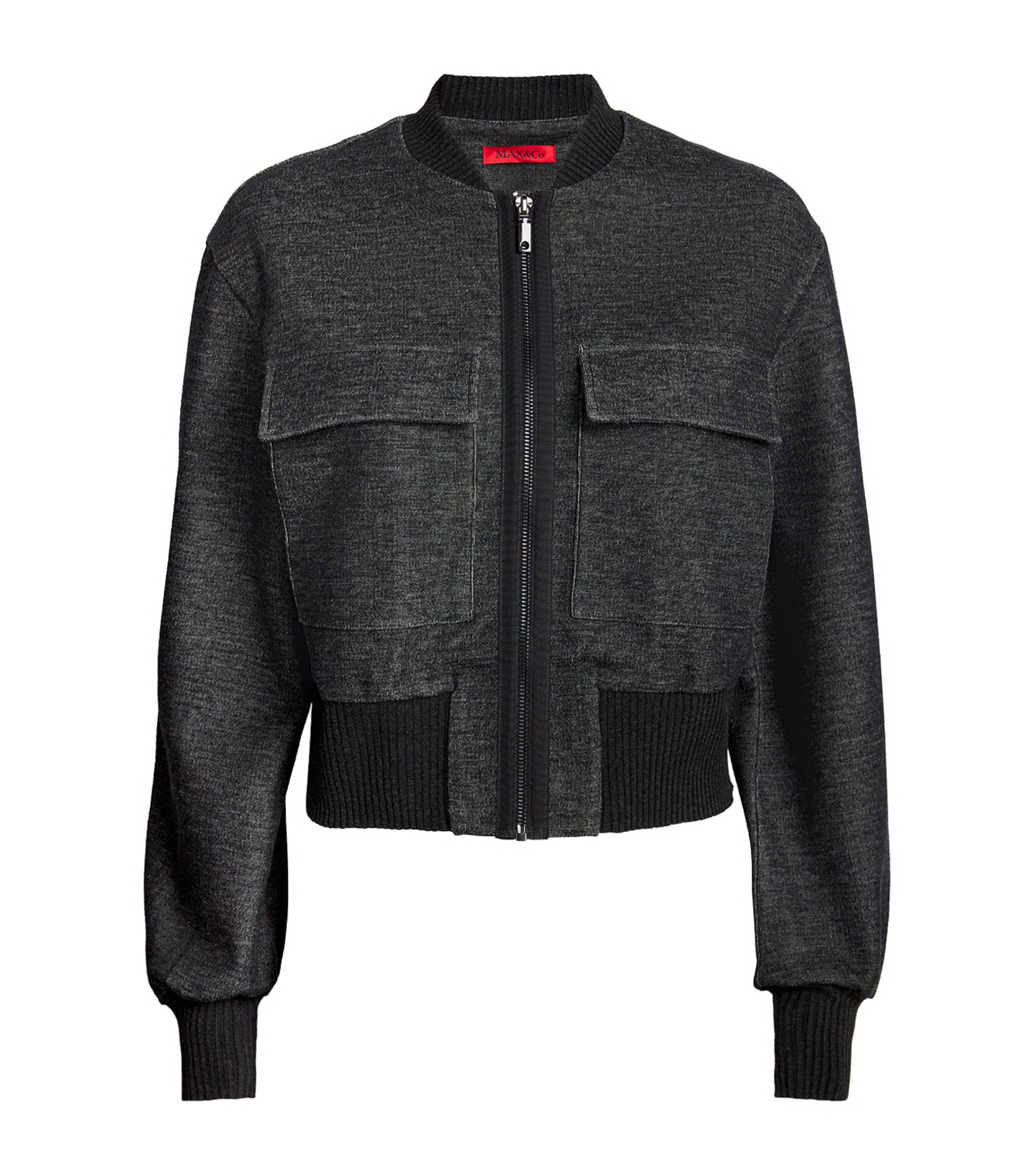 Max & Co Cotton-blend Bomber Jacket In Gray