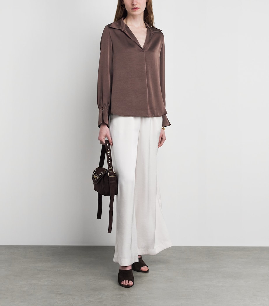 Claudie Pierlot Womens Satin Blouse Brown Ice Image 2