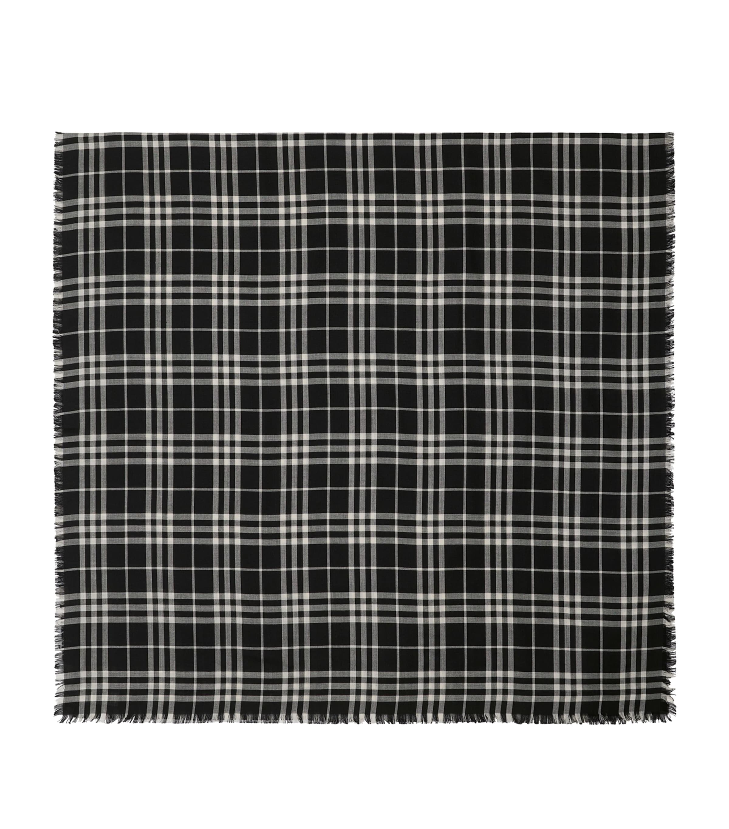 Burberry Cashmere-silk Check Scarf In Black