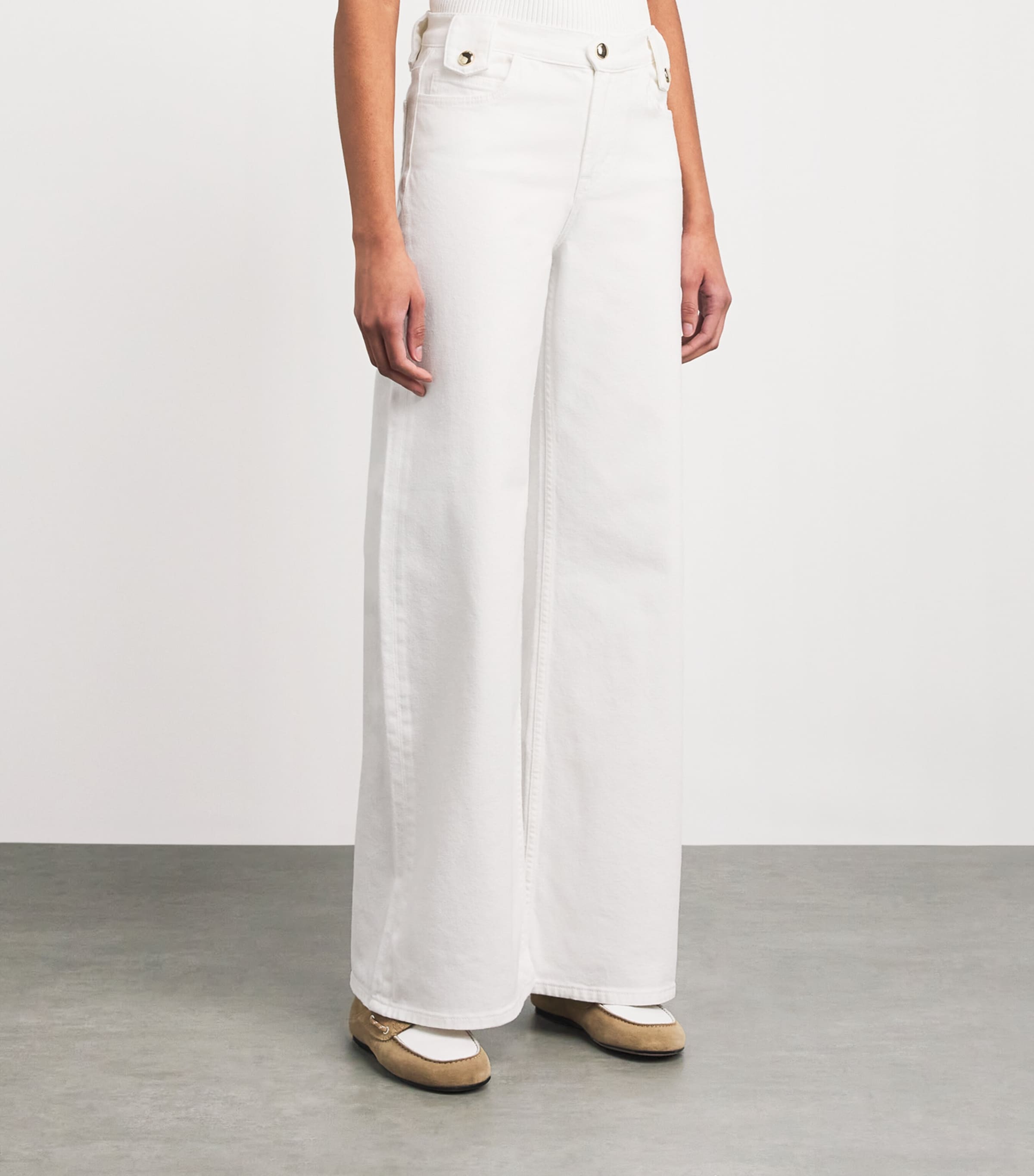 Maje Womens Stretch-Cotton Flare Jeans White Image 4