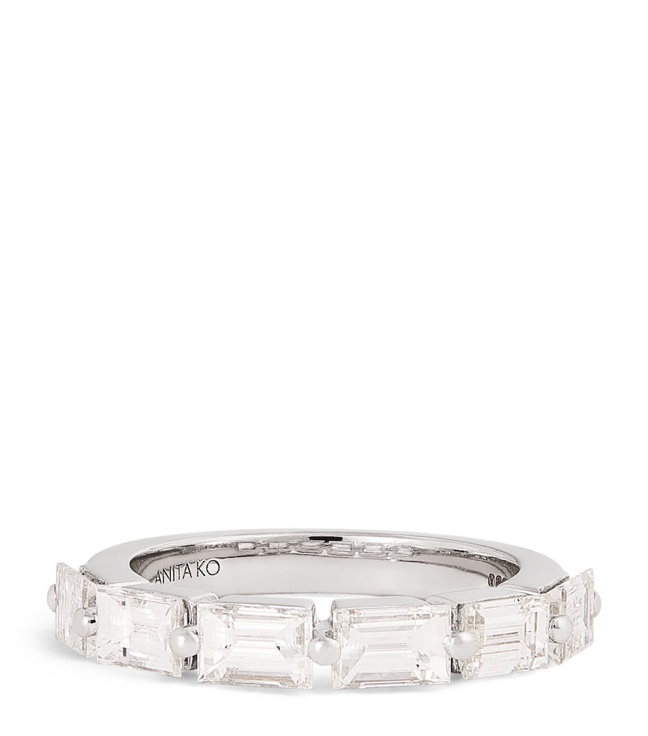 White Gold and Diamond Baguette Floating Ring WHITE GOLD Image 1