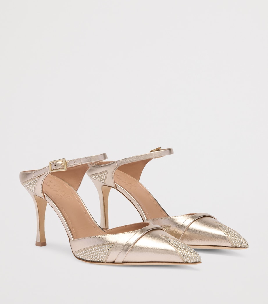 Malone Souliers Metallic Leather Embellished Uma Mules 80 Champagne Image 3