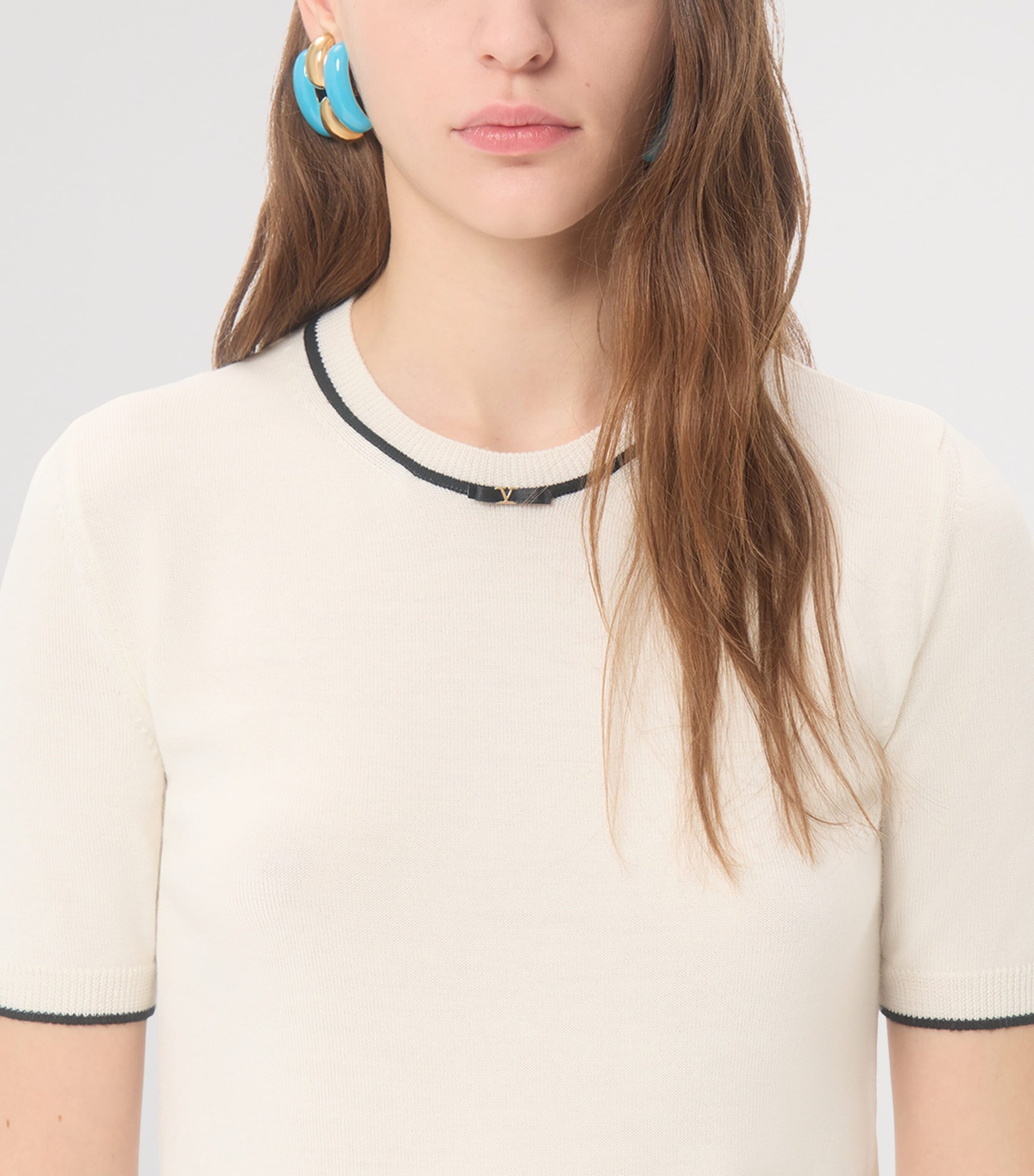 Valentino Womens Virgin Wool Short-Sleeve Sweater Image 6