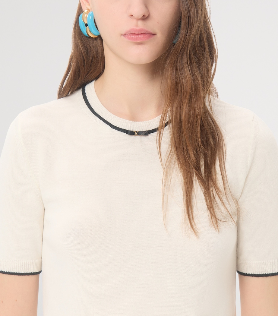 Valentino Womens Virgin Wool Short-Sleeve Sweater Image 6
