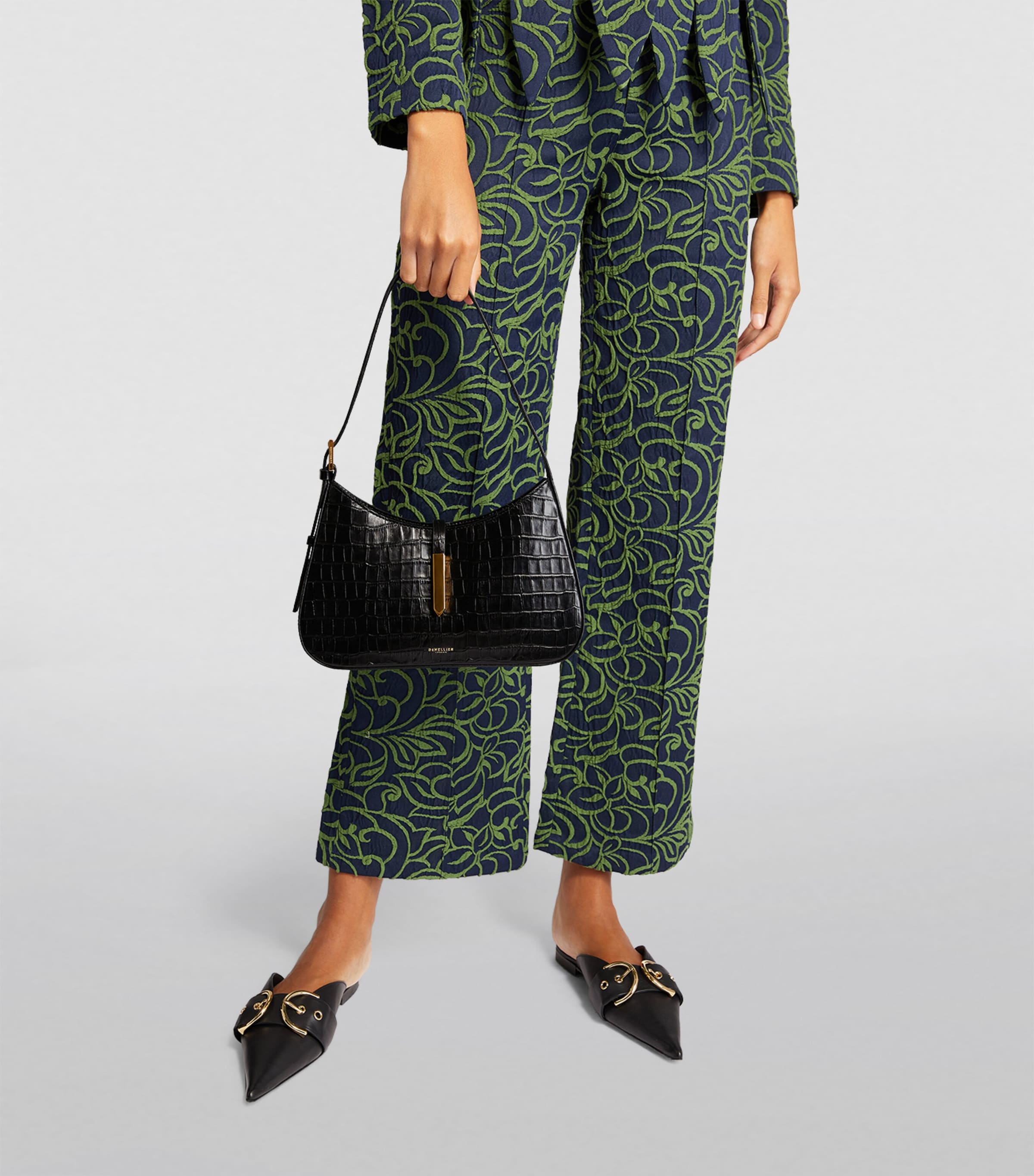 Demellier Leather Croc-Effect Tokyo Shoulder Bag | Harrods US