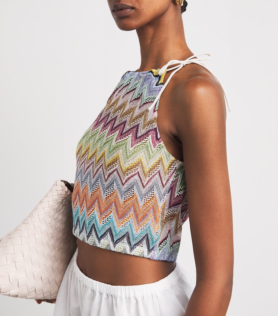 Missoni Womens Zigzag Tie-Strap Crop Top Smsor Multicolor Image 3