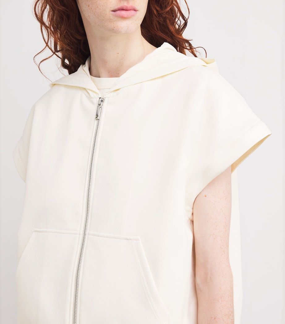 Cotton-Blend Jersey Hoodie WHITE Image 6