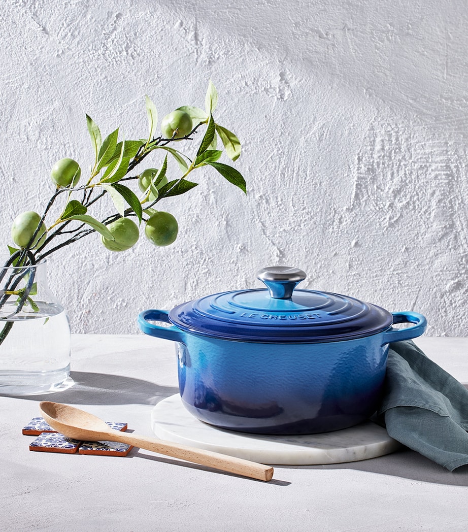 Le Creuset Cast Iron Round Casserole Dish (26cm) Azure Blue Image 7