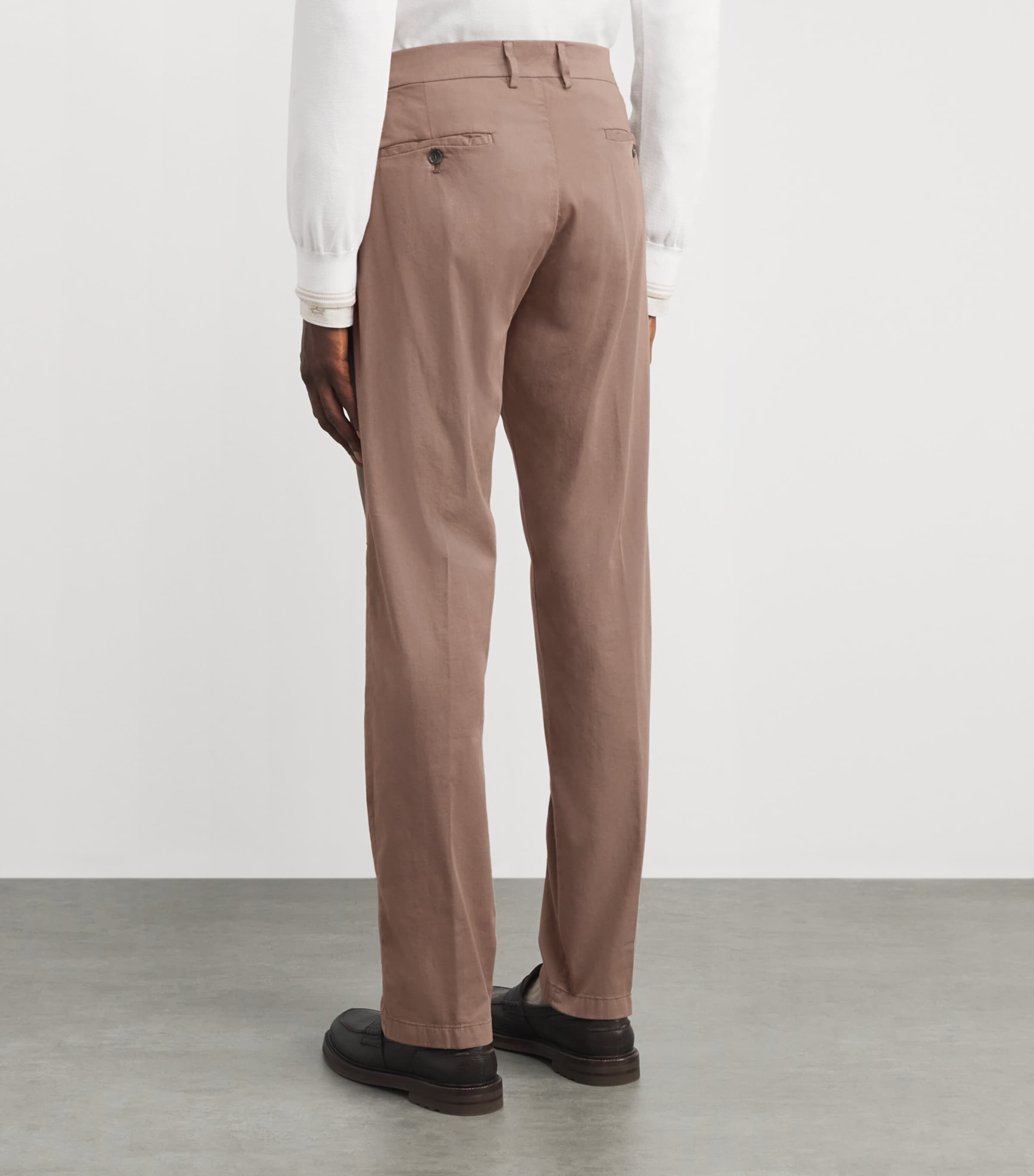 Cotton-Silk-Blend Straight Chinos 090 TAUPE Image 4