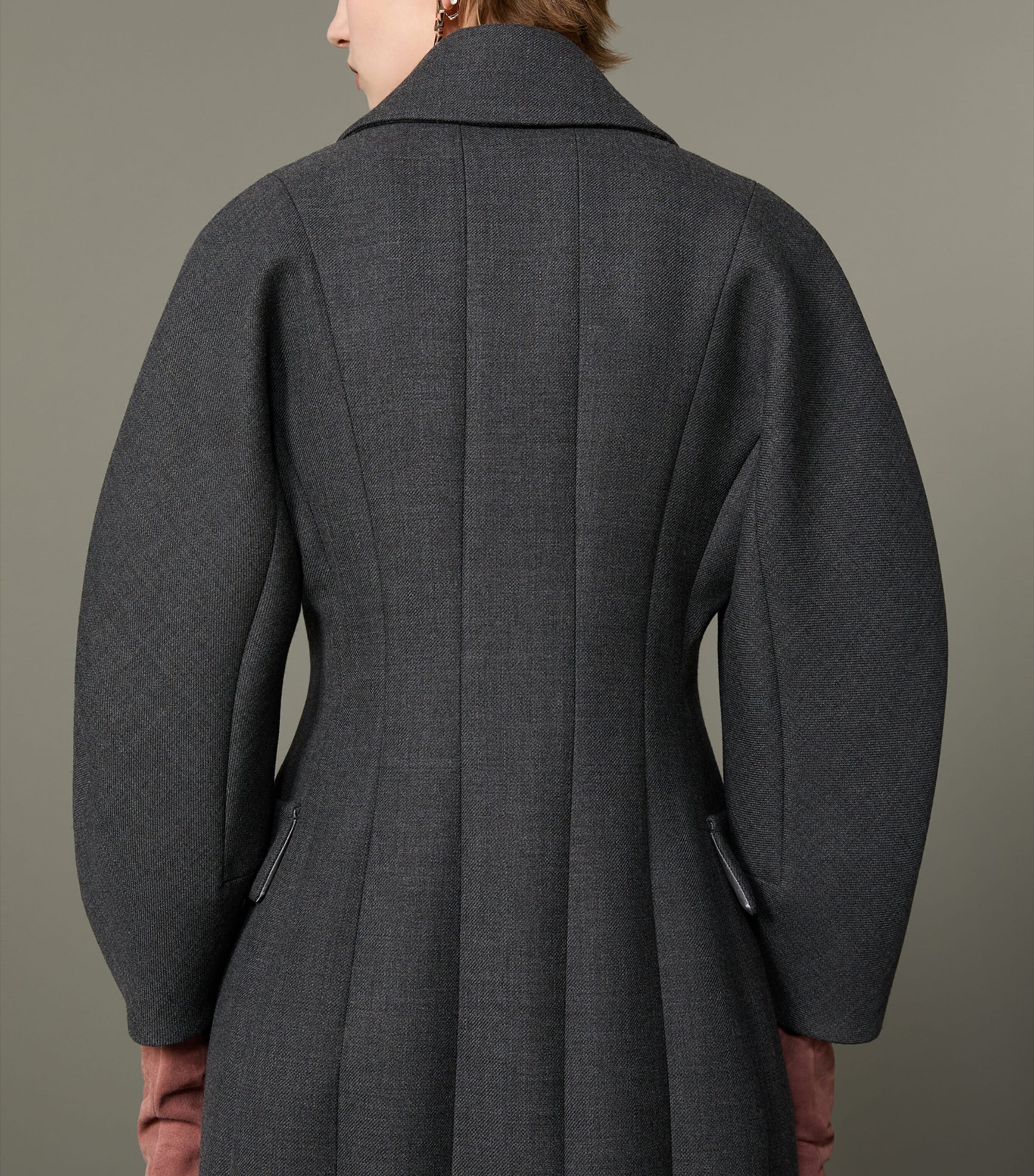 Max Mara Womens Virgin Wool Double-Breasted Coat Medium Grey Image 5