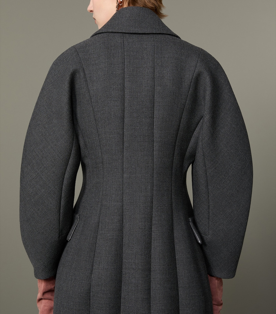 Max Mara Womens Virgin Wool Double-Breasted Coat Medium Grey Image 5