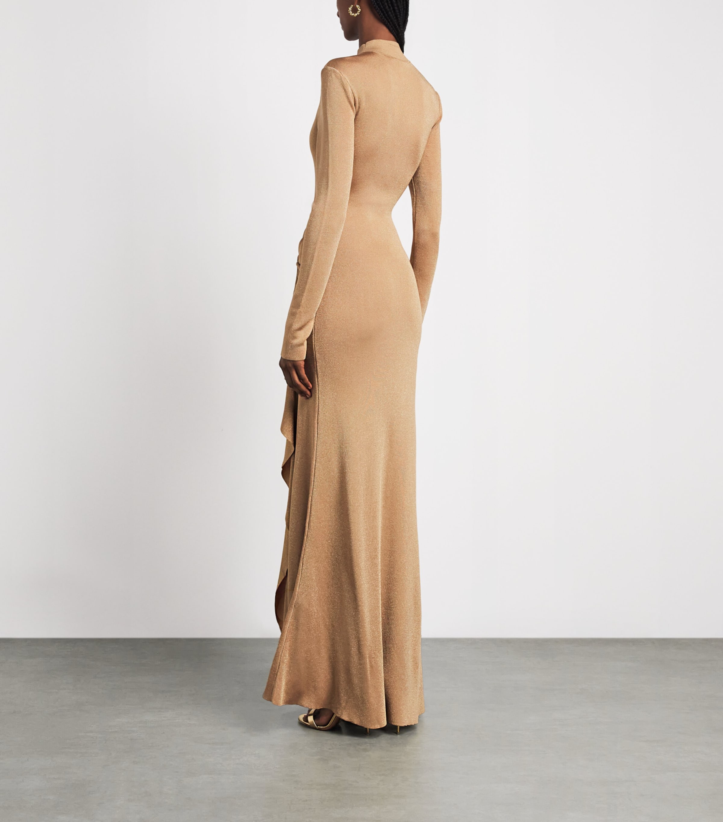 Roland Mouret Womens Lurex Draped Gown Gold Image 4