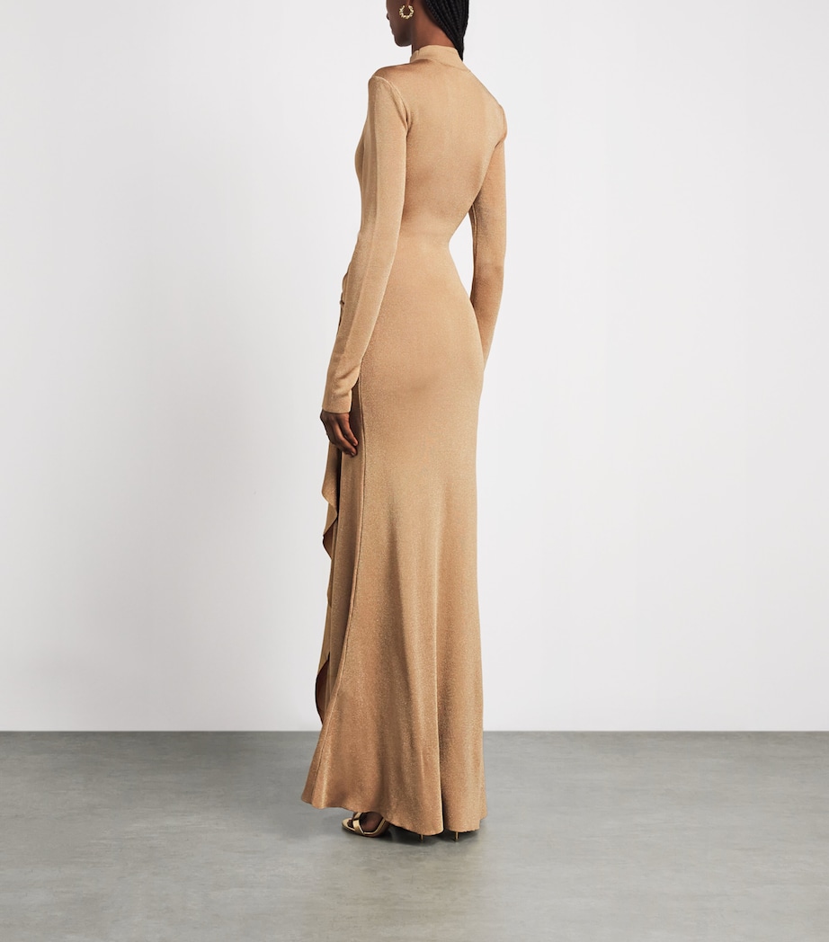 Roland Mouret Womens Lurex Draped Gown Gold Image 4