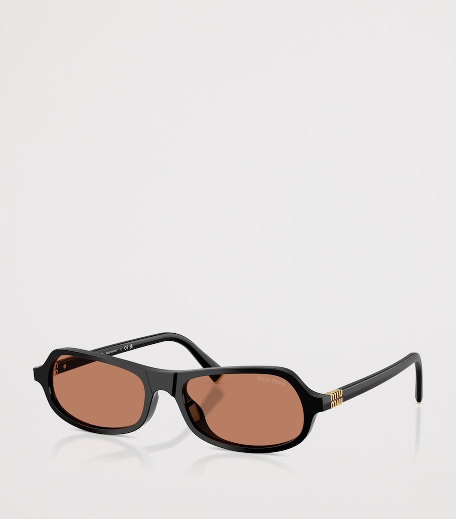 Miu Miu Irregular Oval Sunglasses Black Image 2