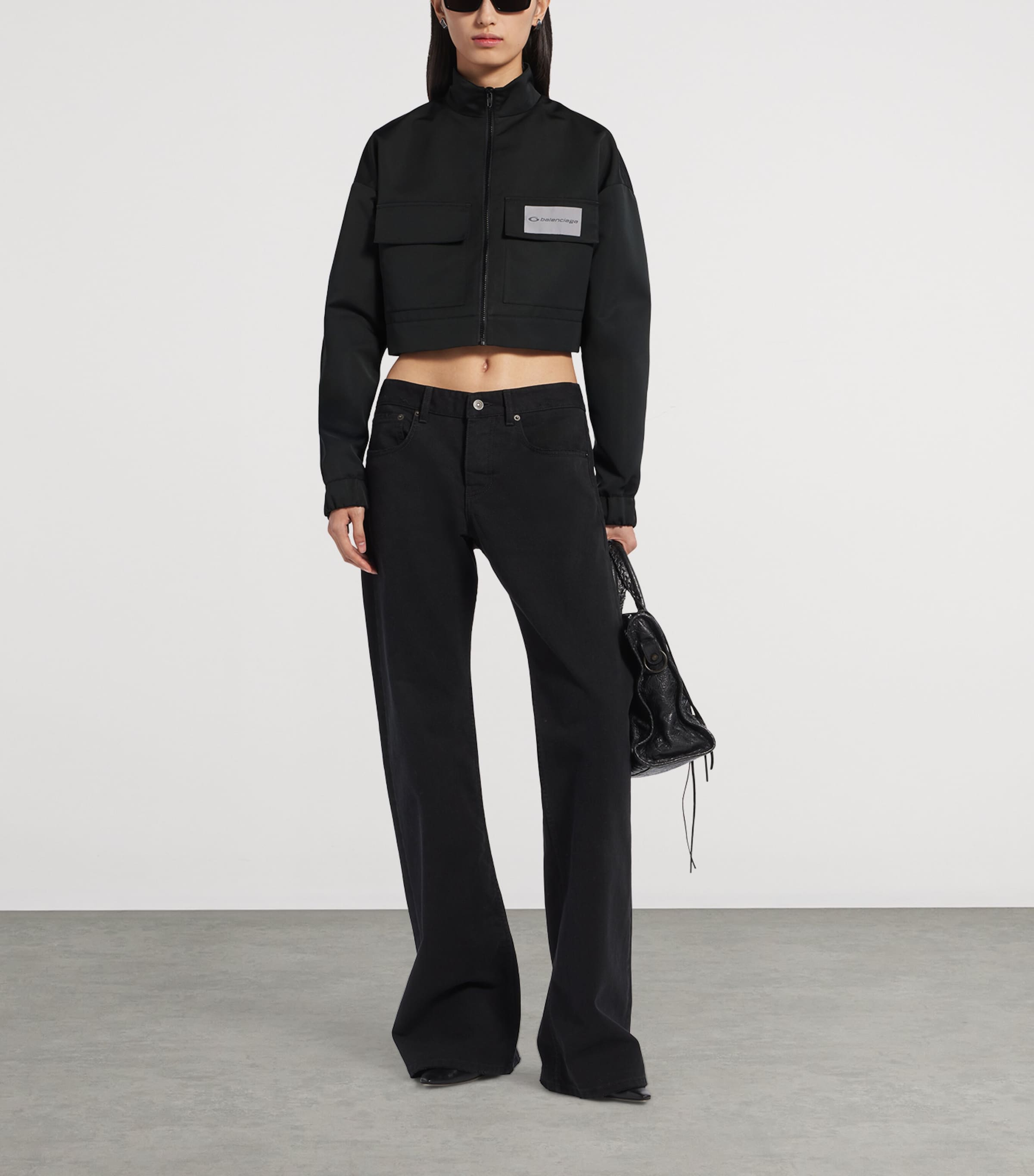 Balenciaga Womens Technical Faille Cropped Track Jacket Image 2
