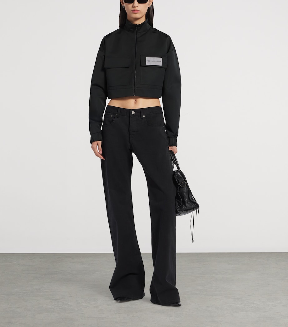 Balenciaga Womens Technical Faille Cropped Track Jacket Image 2