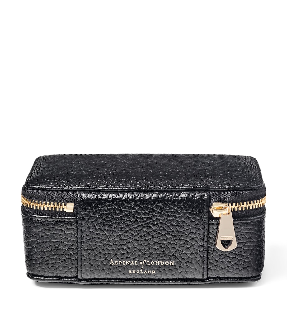 Medium Leather Travel Jewellery Case BLACK Image 3