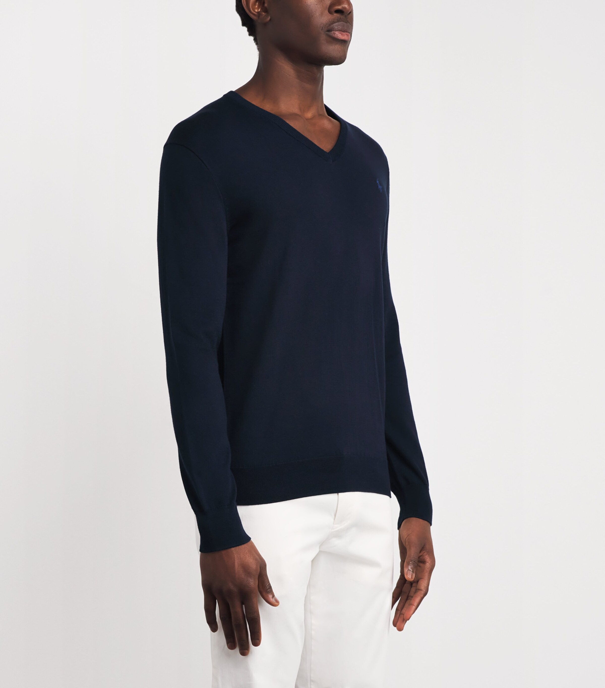 Polo Ralph Lauren Mens Cotton V-Neck Sweater Hunter Navy Image 3