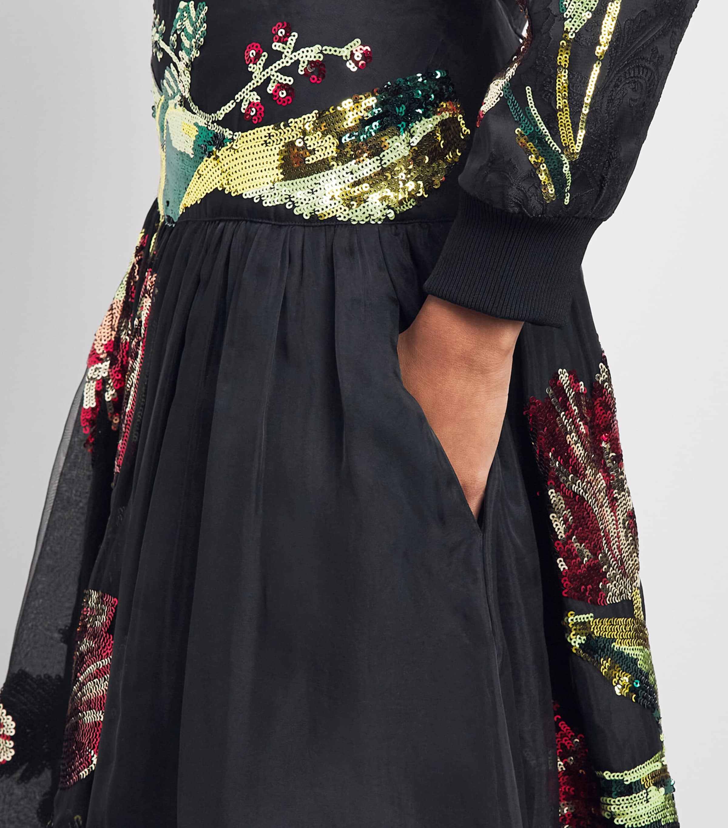Alice+Olivia Womens Embellished Oriana Maxi Skirt Soft Tulip Blck Image 3