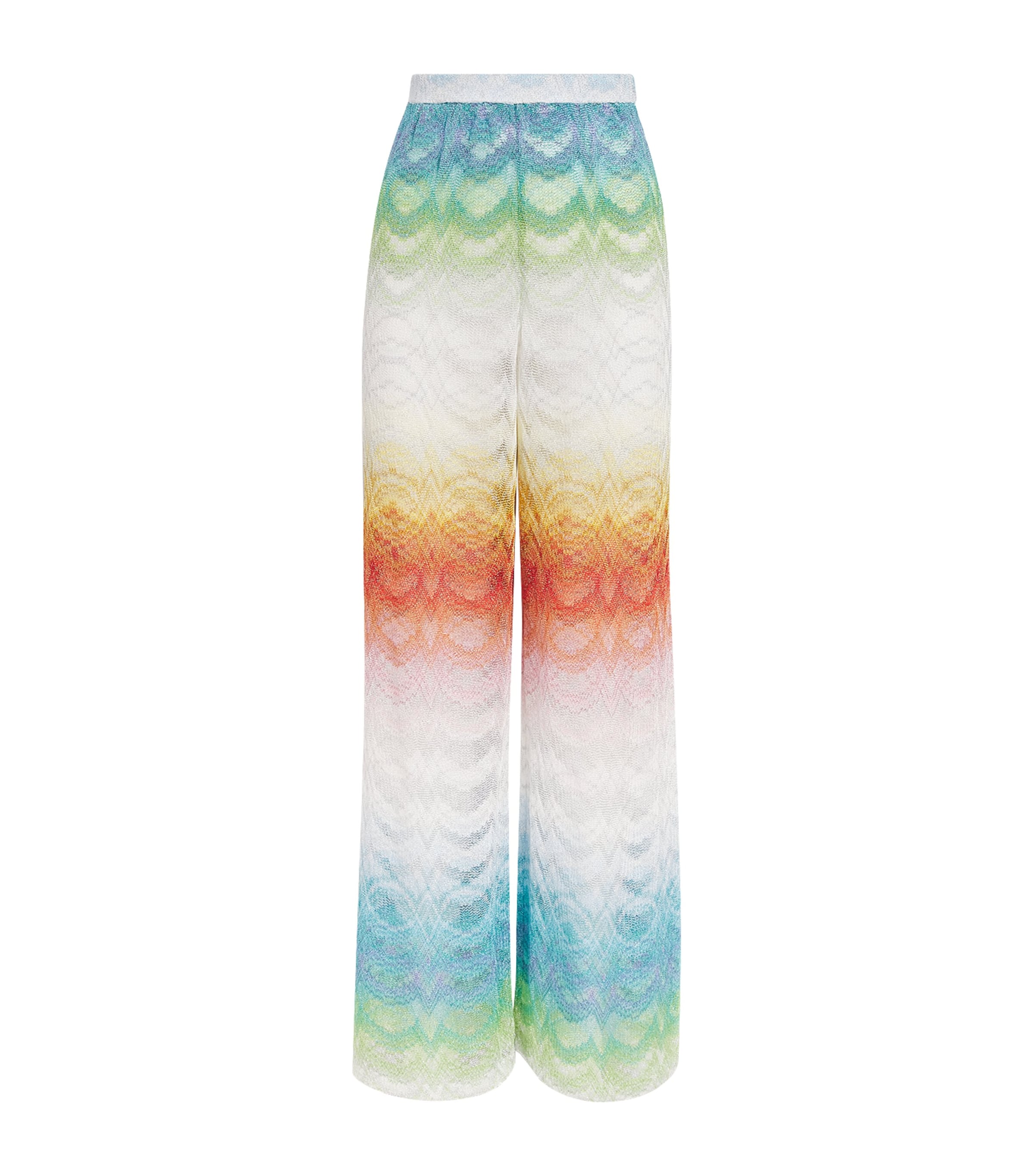Missoni Womens Metallic Zigzag Wide-Leg Trousers Image 1