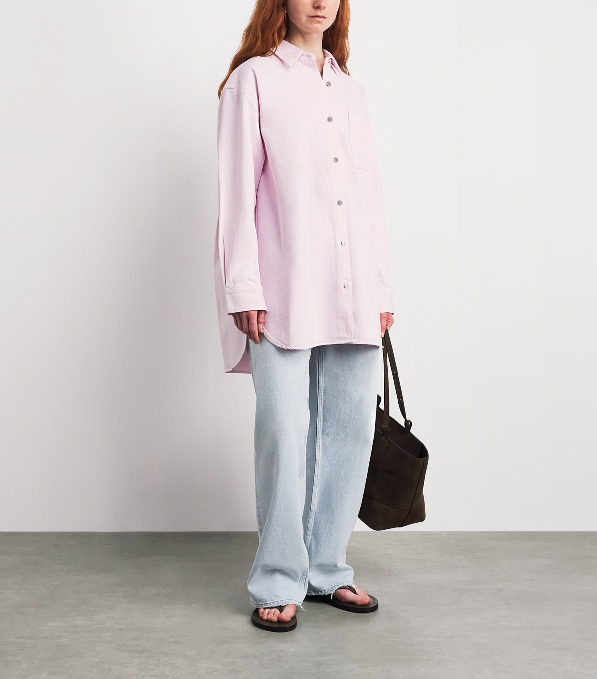 AGOLDE Womens x Maria Mcmanus Denim Shirt Stne Wsh Powder Pnk Image 2