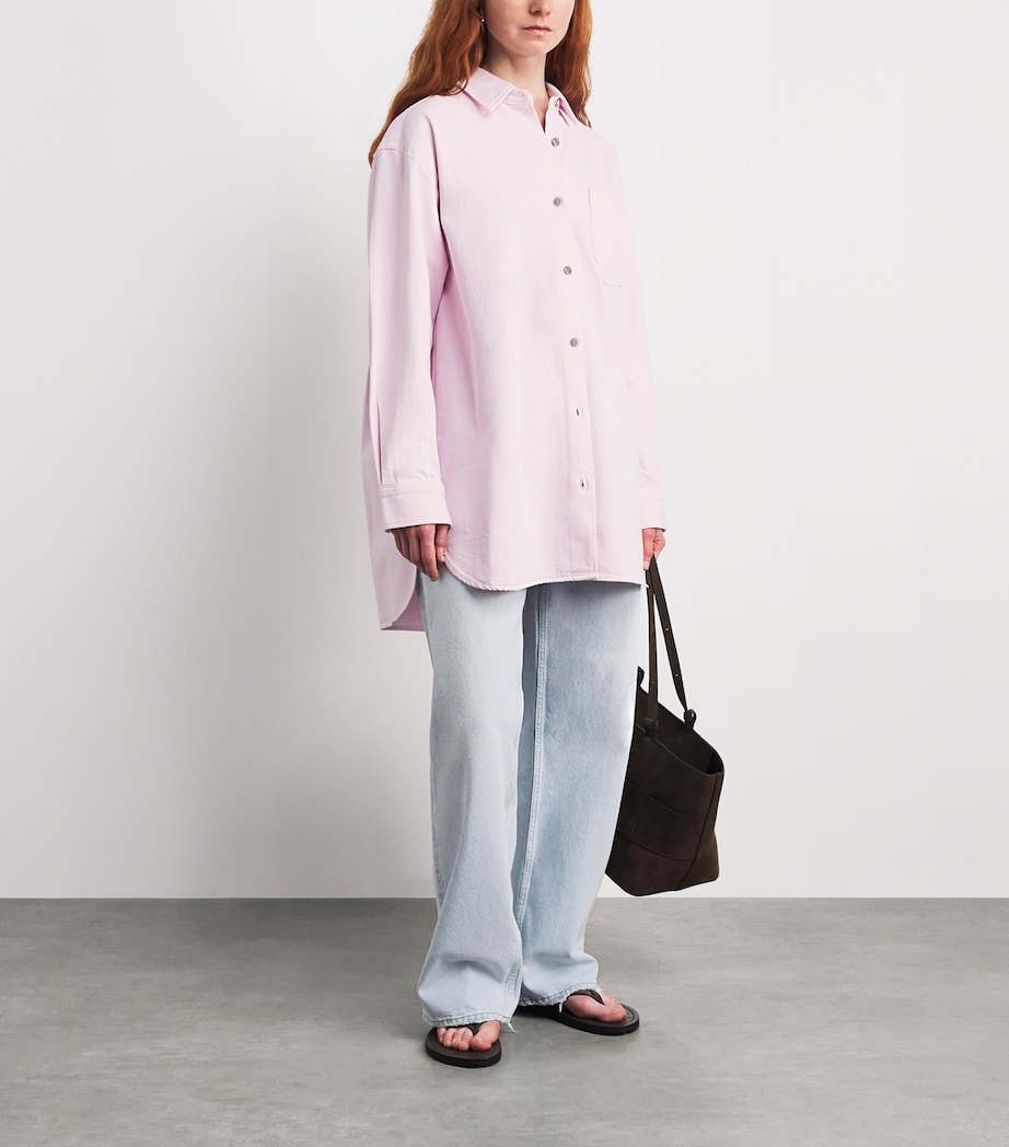 AGOLDE Womens x Maria Mcmanus Denim Shirt Stne Wsh Powder Pnk Image 2