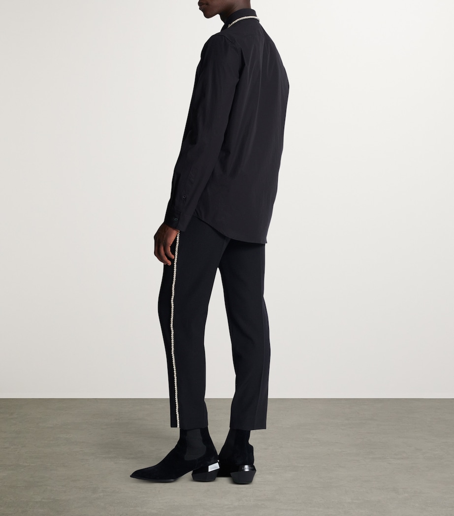 Balmain Mens Cotton Poplin Embroidered Shirt Ehv Noir/cristal Image 3