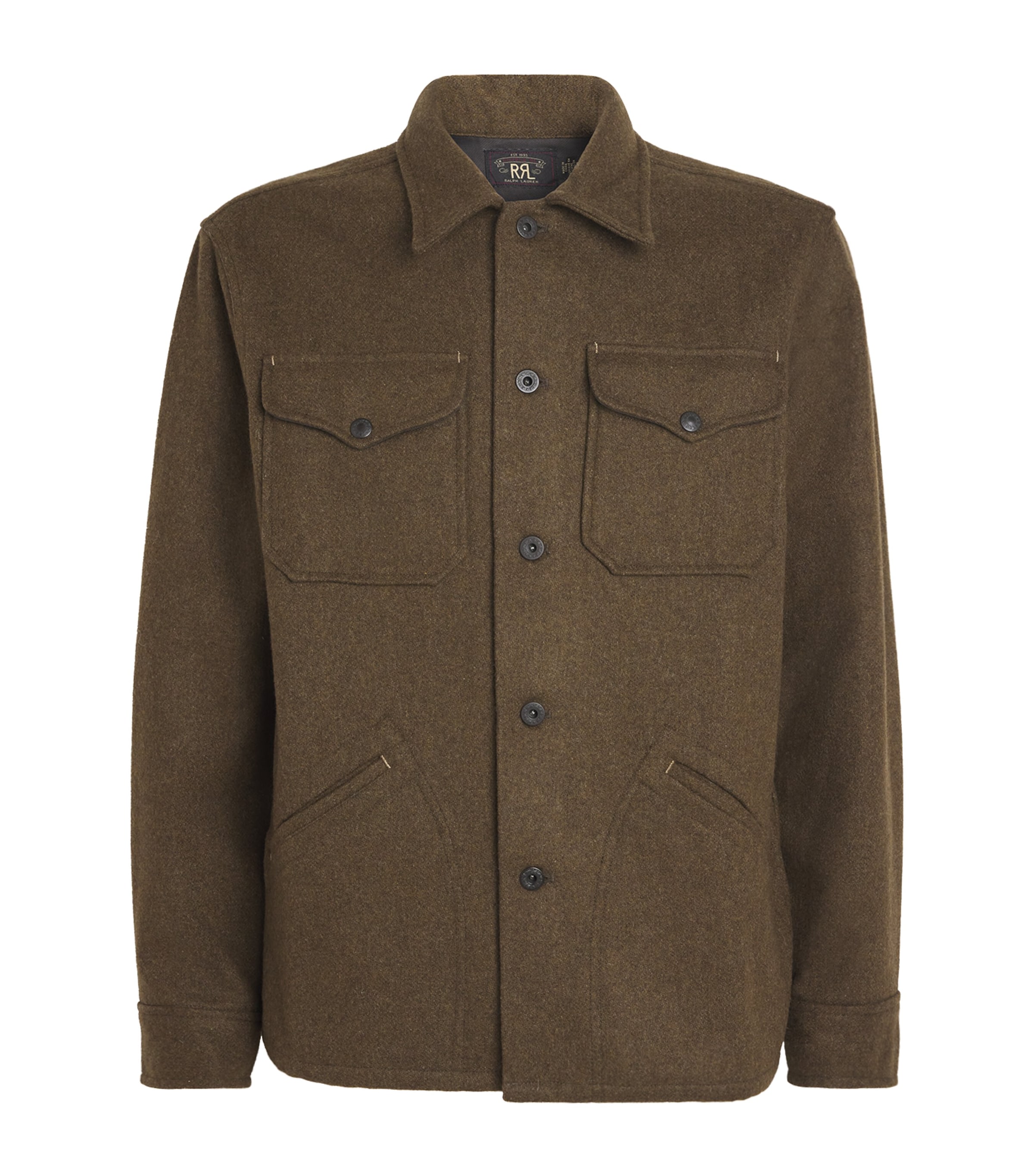 Ralph Lauren Double Rl Wool-blend Overshirt In Green