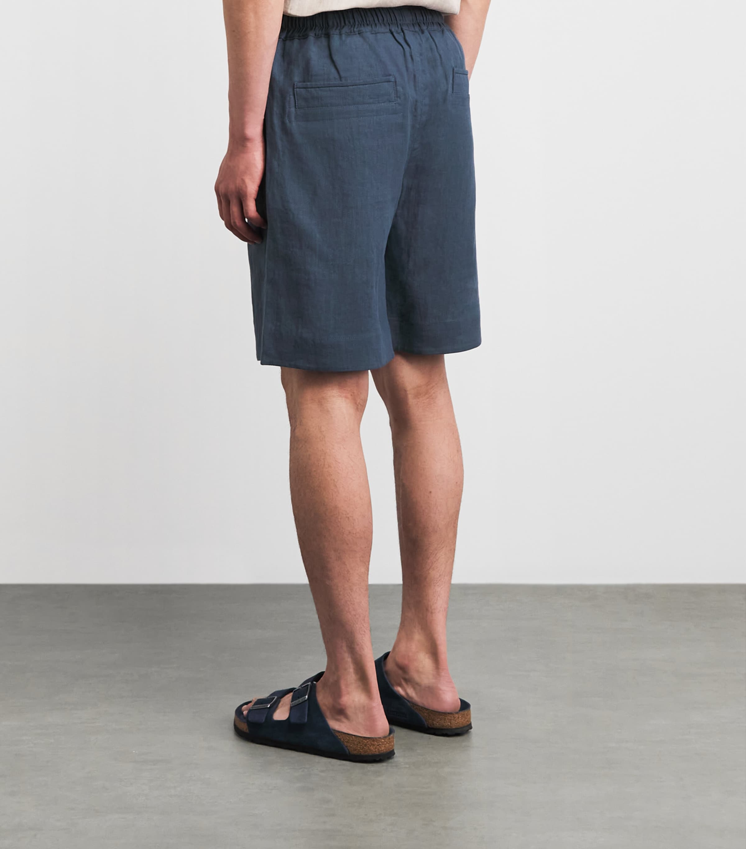 Eleventy Mens Linen Drawstring Bermuda Shorts Royal Image 5