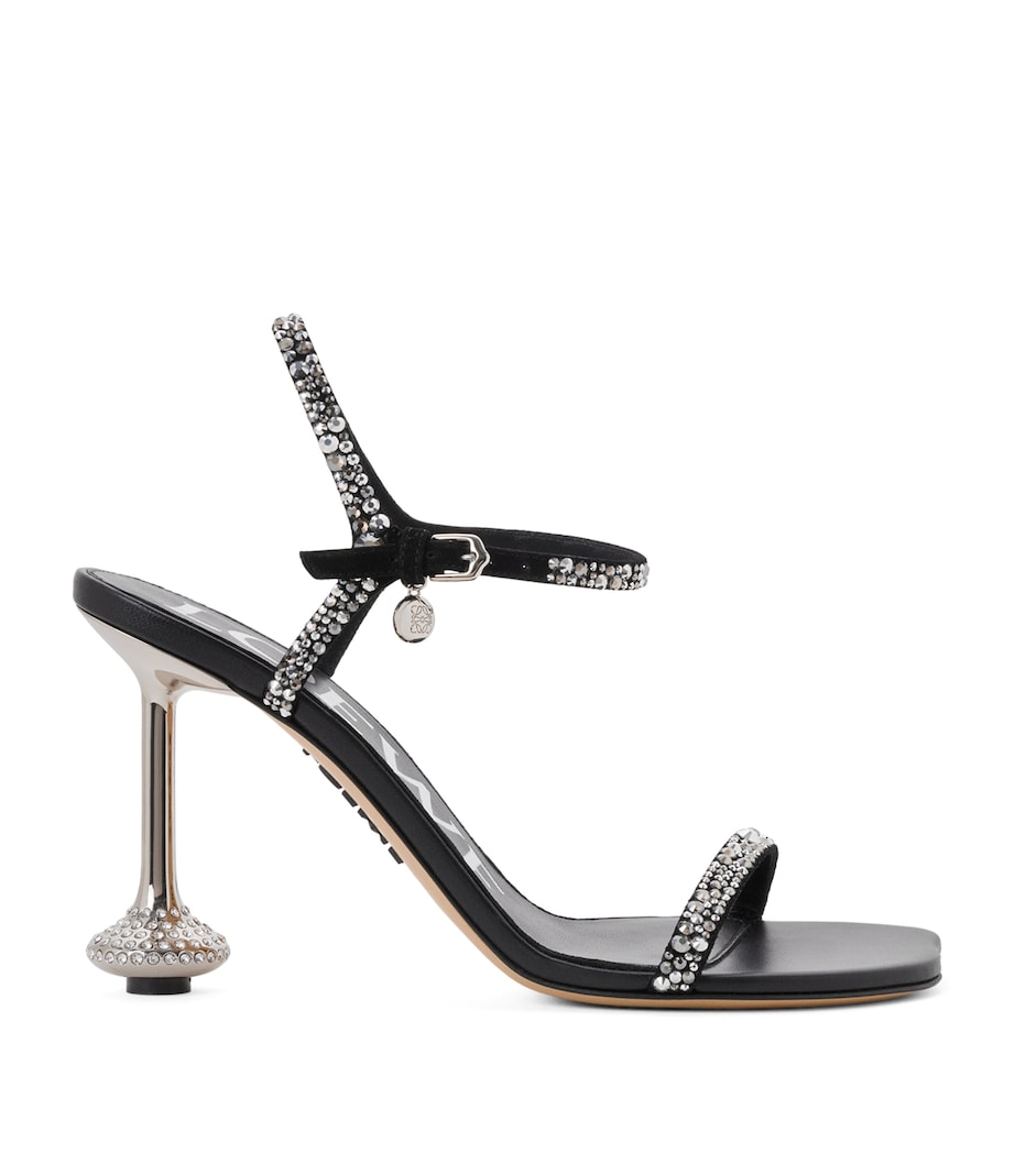 LOEWE Suede Embellished Toy Heeled Sandals 90 Black/silver Image 1