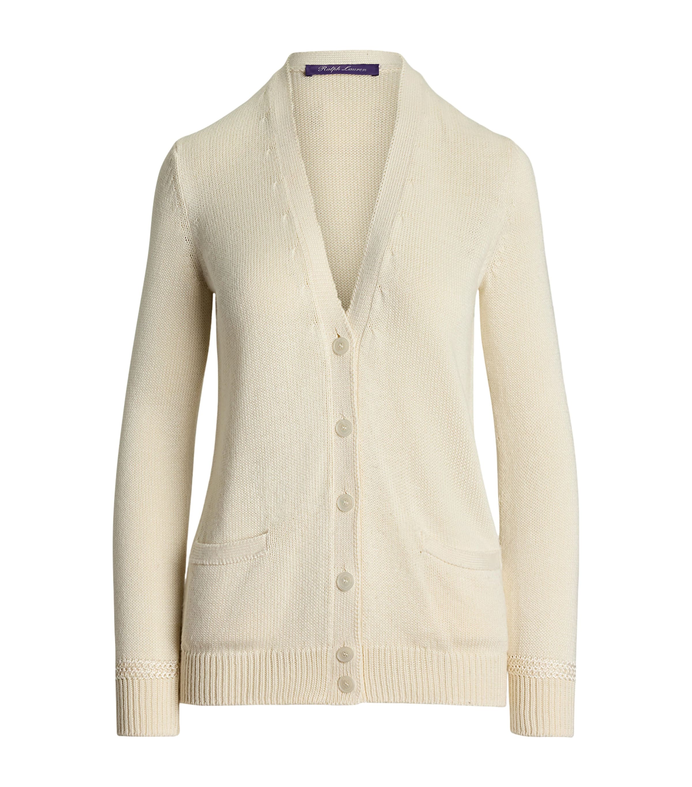 Ralph Lauren Mulberry Silk Cardigan In White