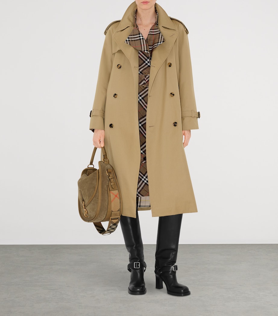 Burberry Womens Long Gabardine Castleford Trench Coat Beige Image 2