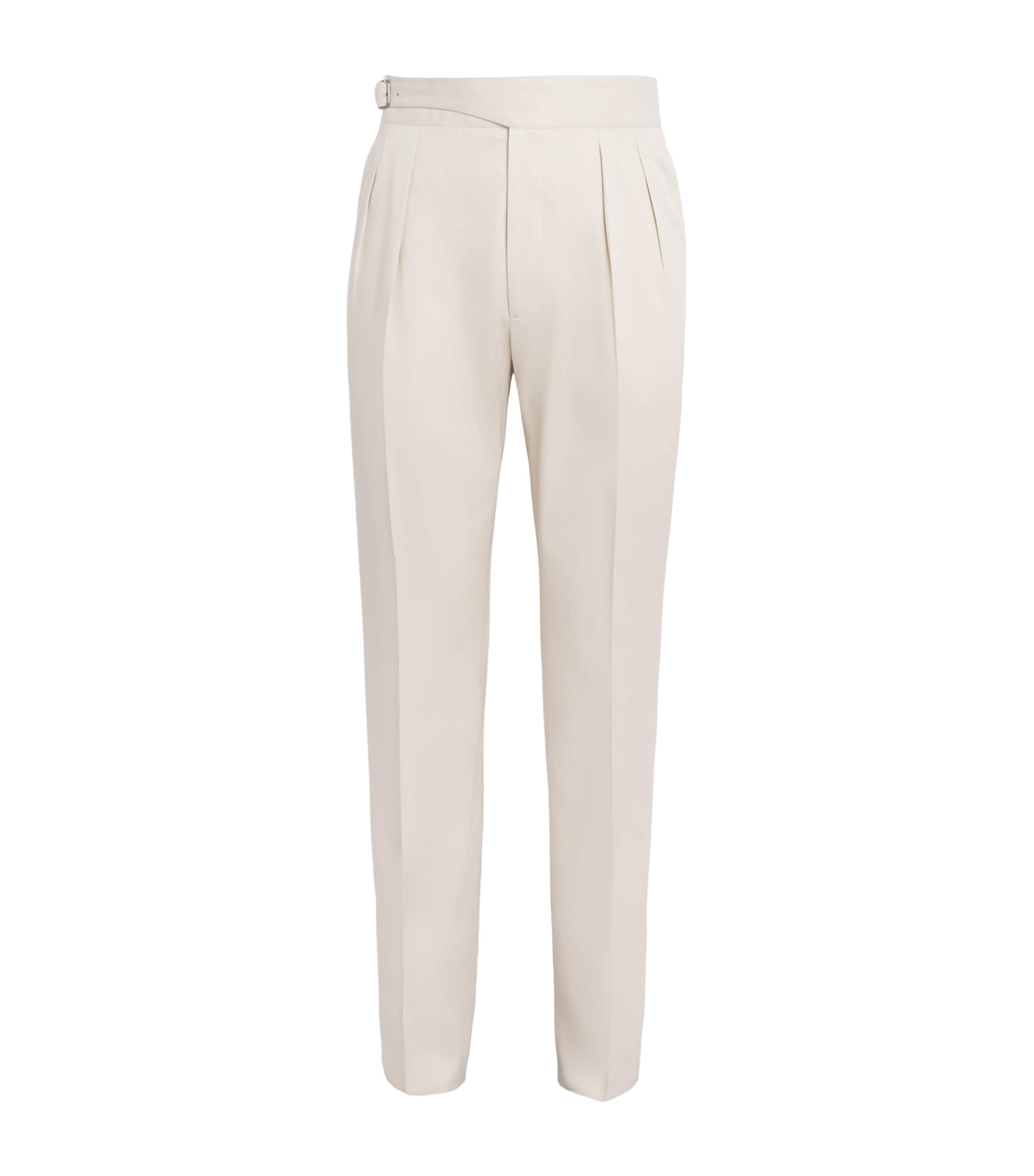 Ralph Lauren Purple Label Mens Silk Trench Cloth Pleated Trousers Prchmnt Cr Image 1