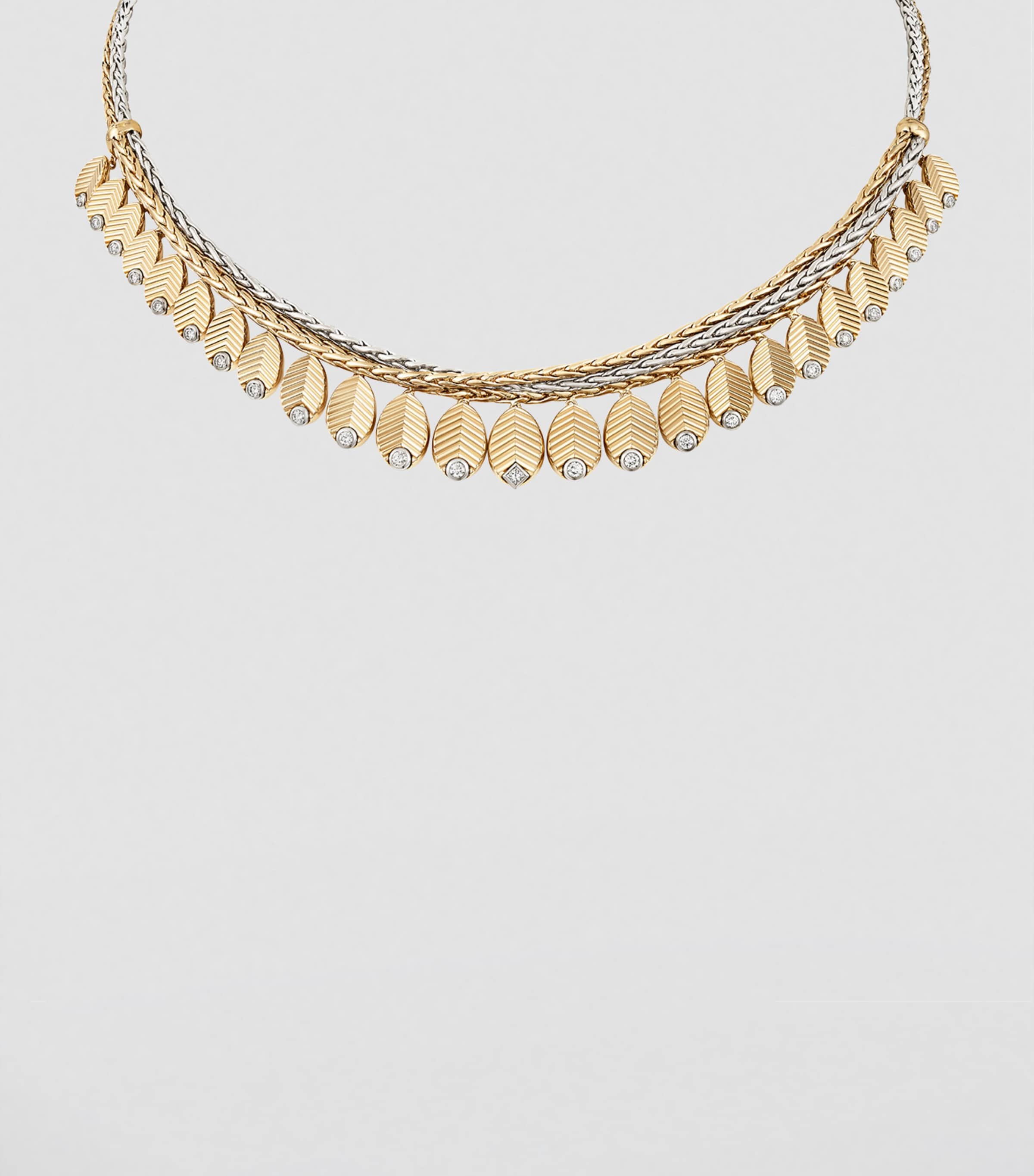 Yellow Gold, White Gold and Diamond Grain de Café Necklace YELLOW GOLD Image 3