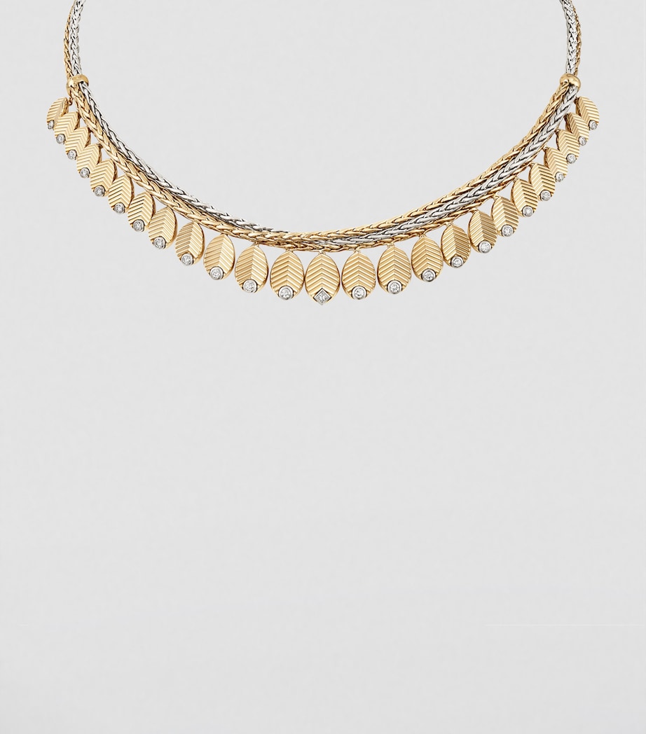 Yellow Gold, White Gold and Diamond Grain de Café Necklace YELLOW GOLD Image 3