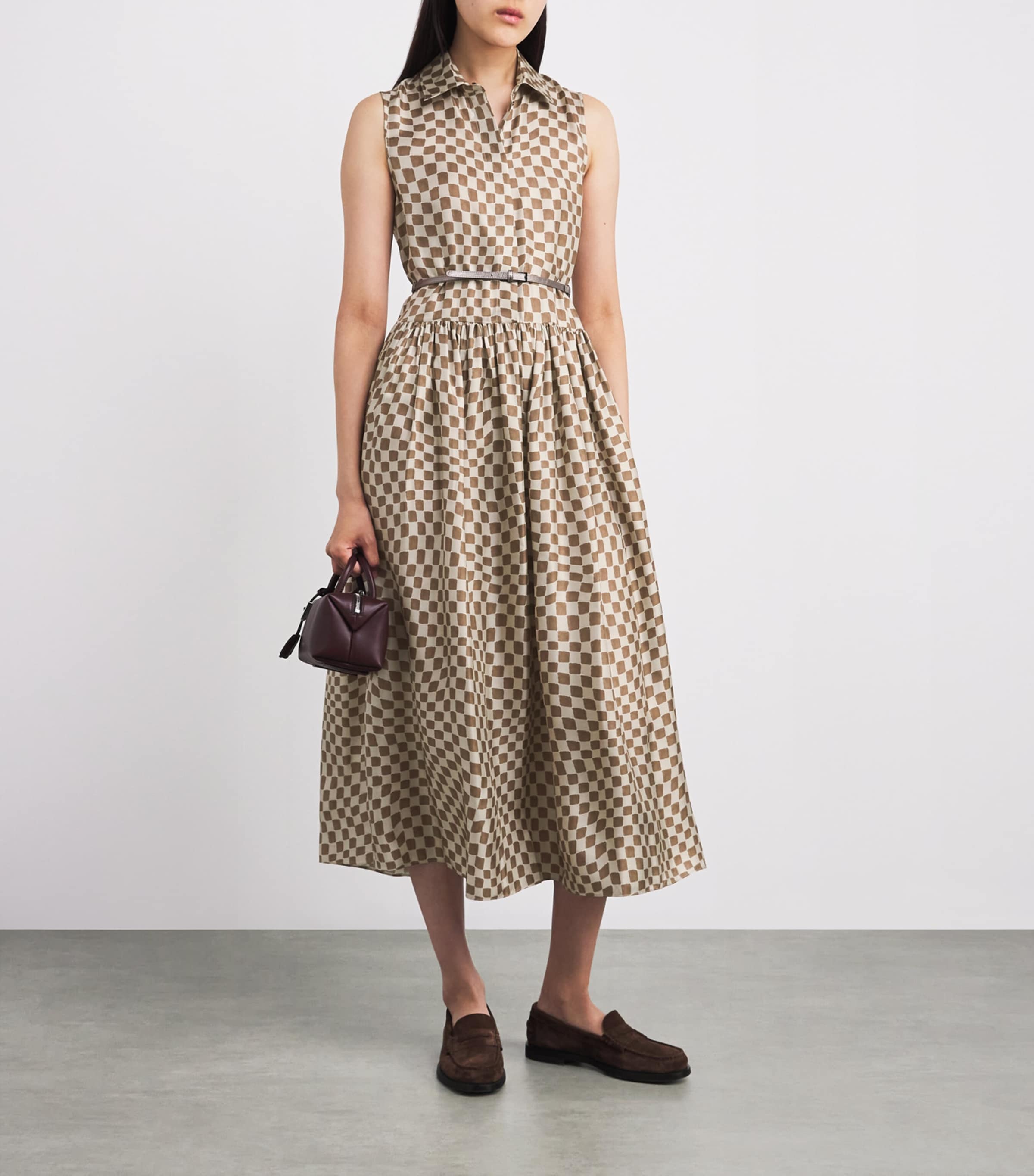 Silk Check Midi Dress ANTIQUE ROSE Image 2