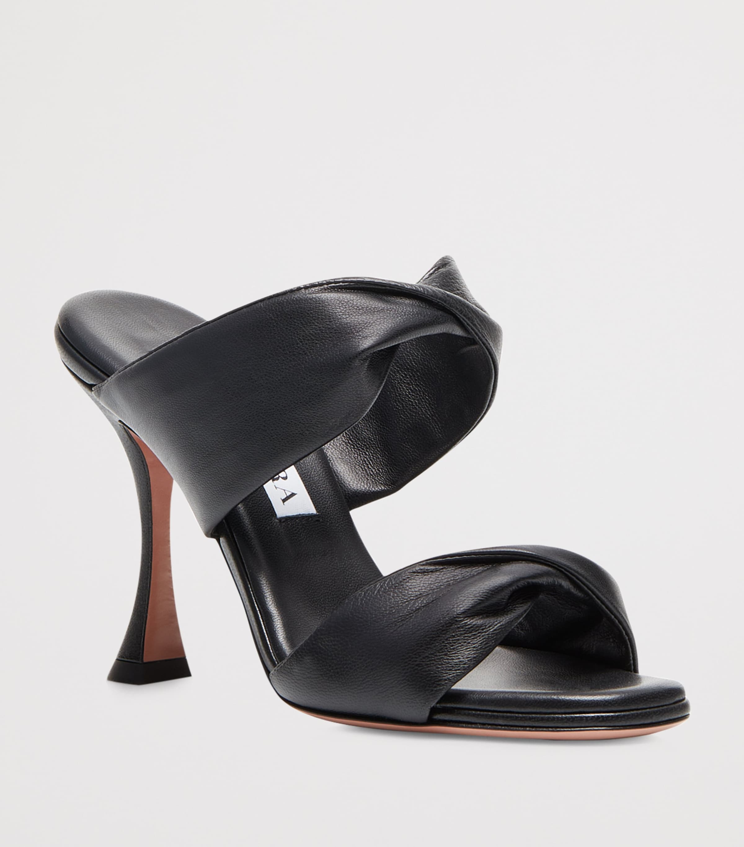 Leather Twist Heeled Sandals 95 BLACK Image 2