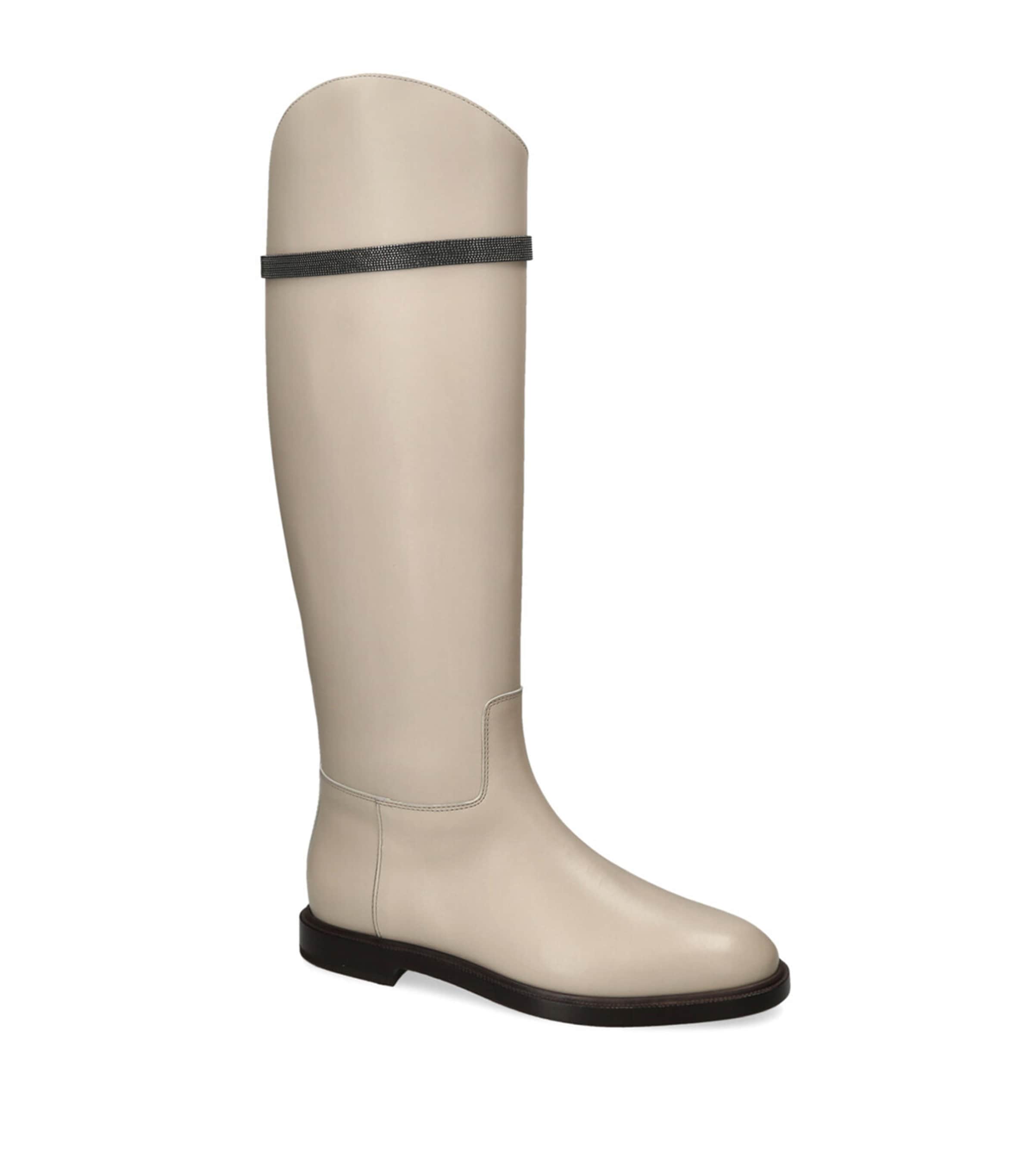 Brunello Cucinelli Woman Boot Beige Size 8 Leather In Ivory